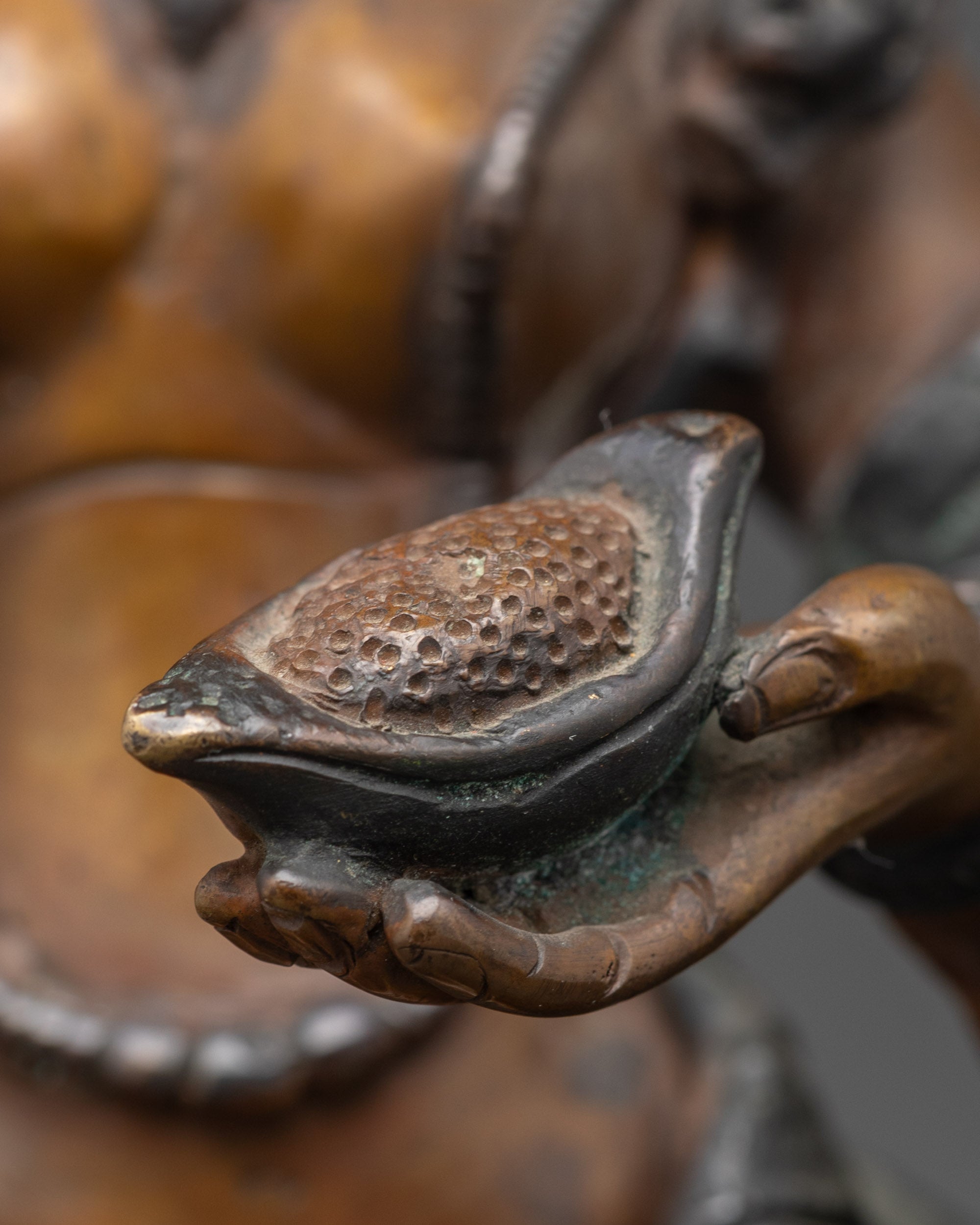 Oxidized Statue of Simha Mukha | Fierce Lion-Headed Protector for Altar