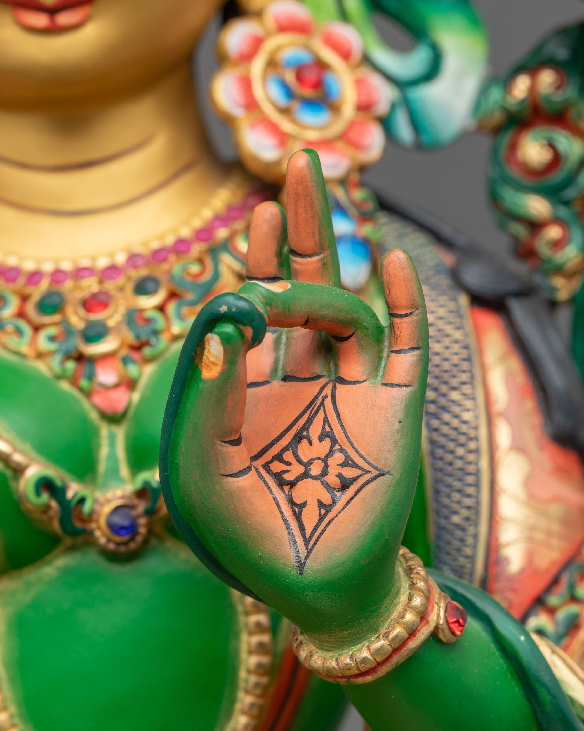 Handmade Green Tara Statue from Nepal | Lost Wax Cased Buddhist Idol