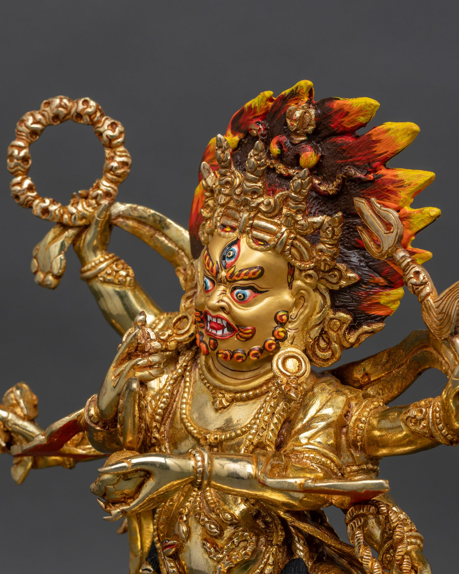 Six Armed Mahakala statue - Handmade Nepalese Artwork