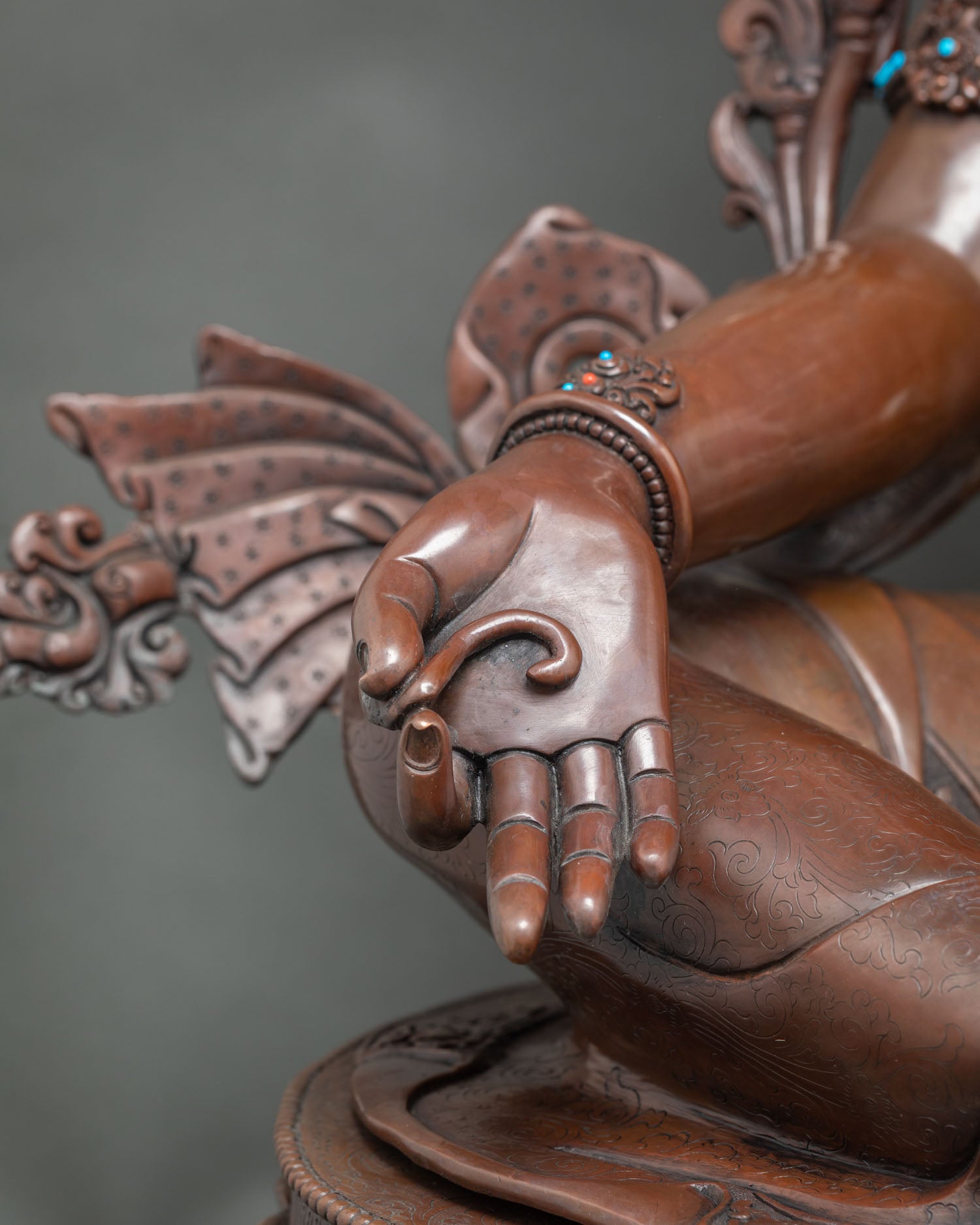 Grand Green Tara Statue | Oxidized Copper Buddhist Sculpture
