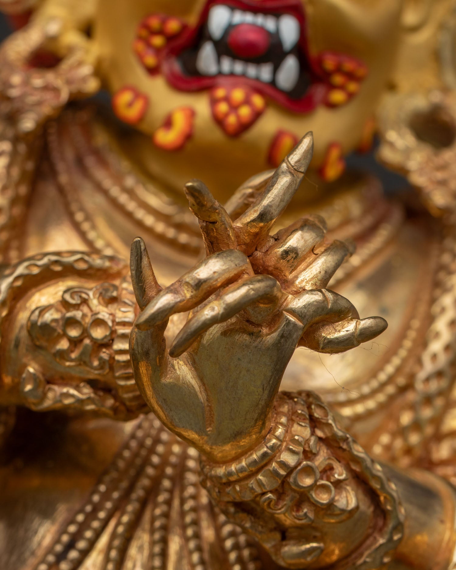 Four-Armed Vajrapani Statue | Gold Gilded Himalayan Sculpture