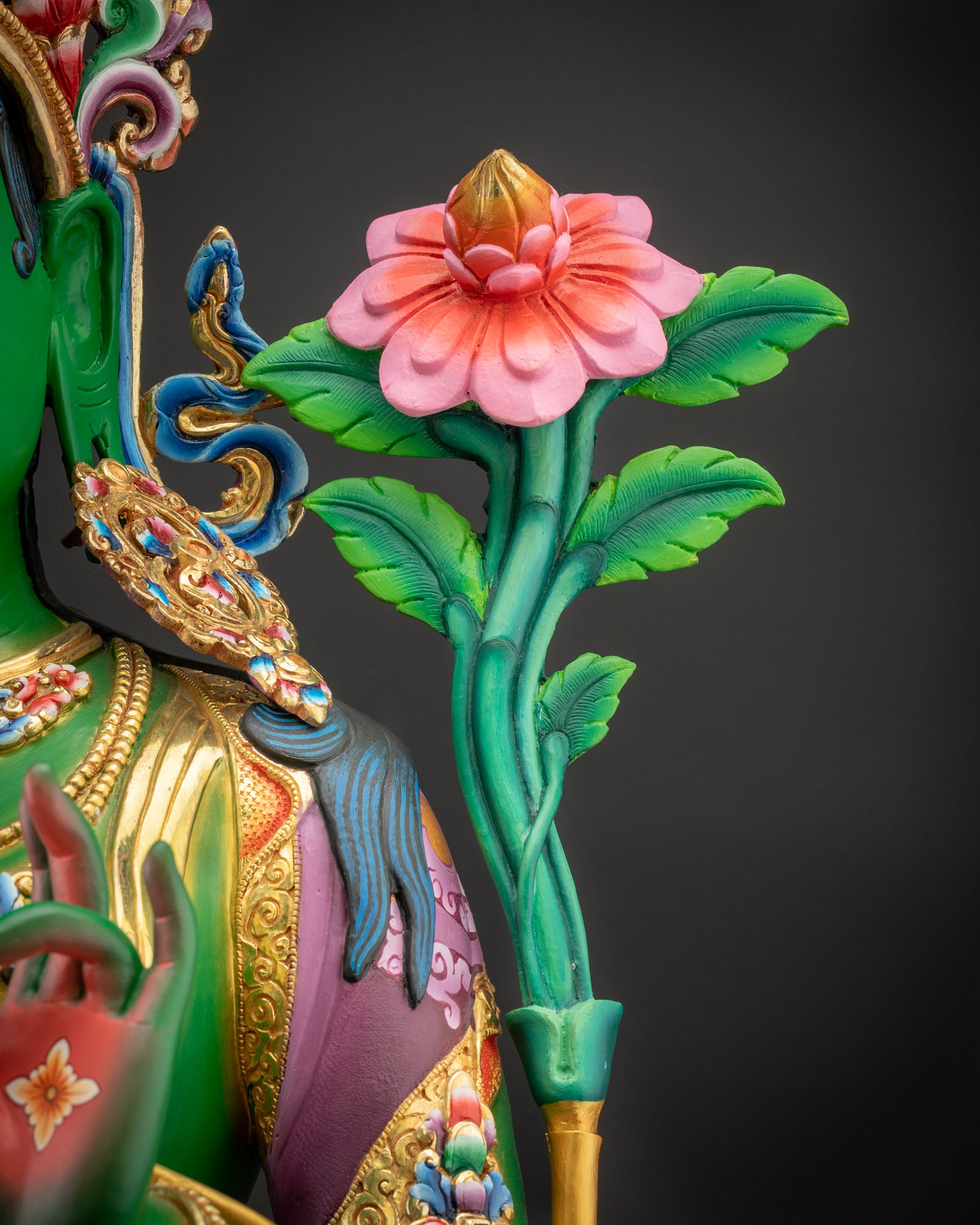 Blessed Green Tara Seated in Throne | Traditional handicraft Nepalese Statue