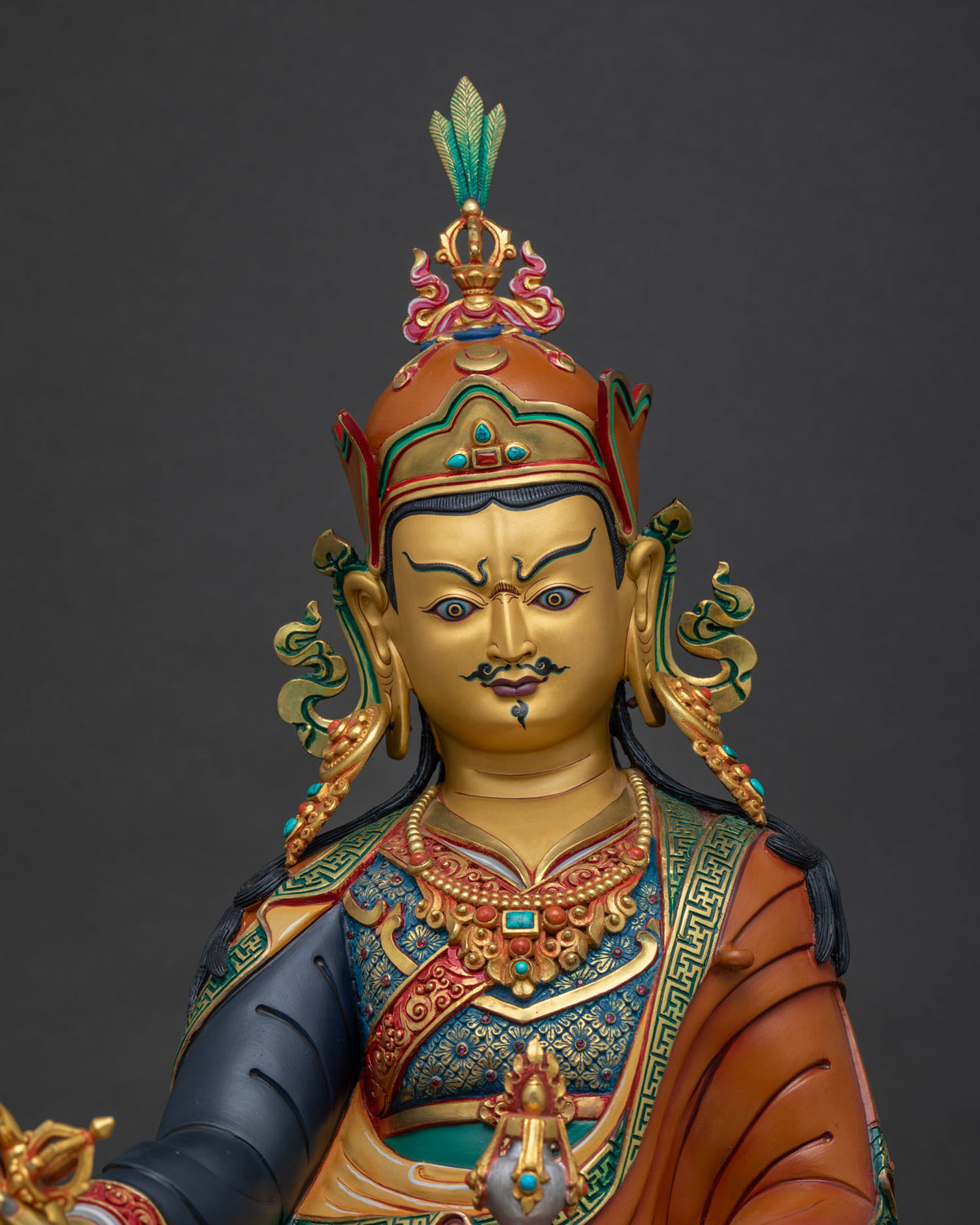 Guru Rinpoche Statue (50cm) | Hand-Painted Buddhist Copper Sculpture