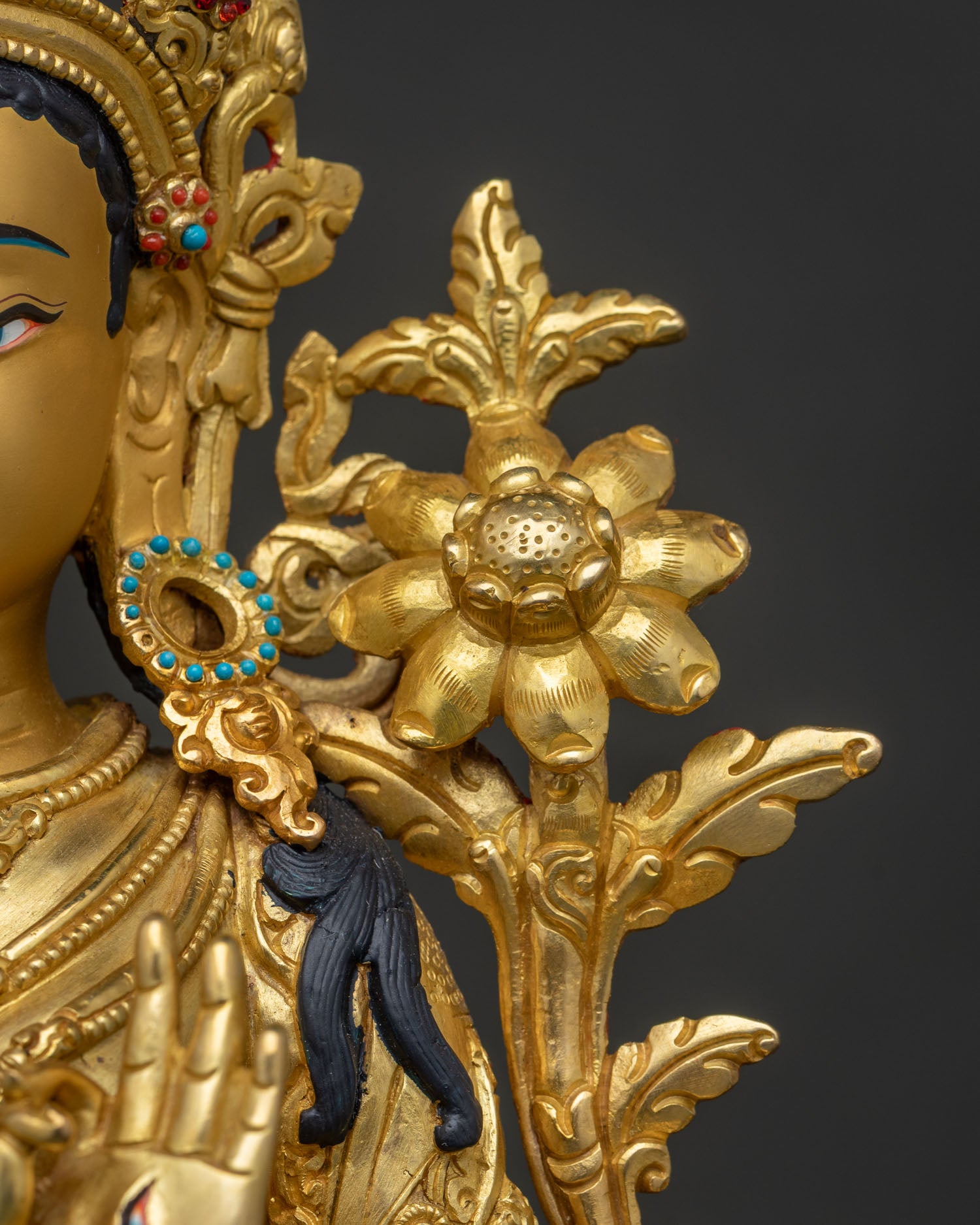 White Tara Statue | 24K Gold Fire-Gilded Buddhist Artwork