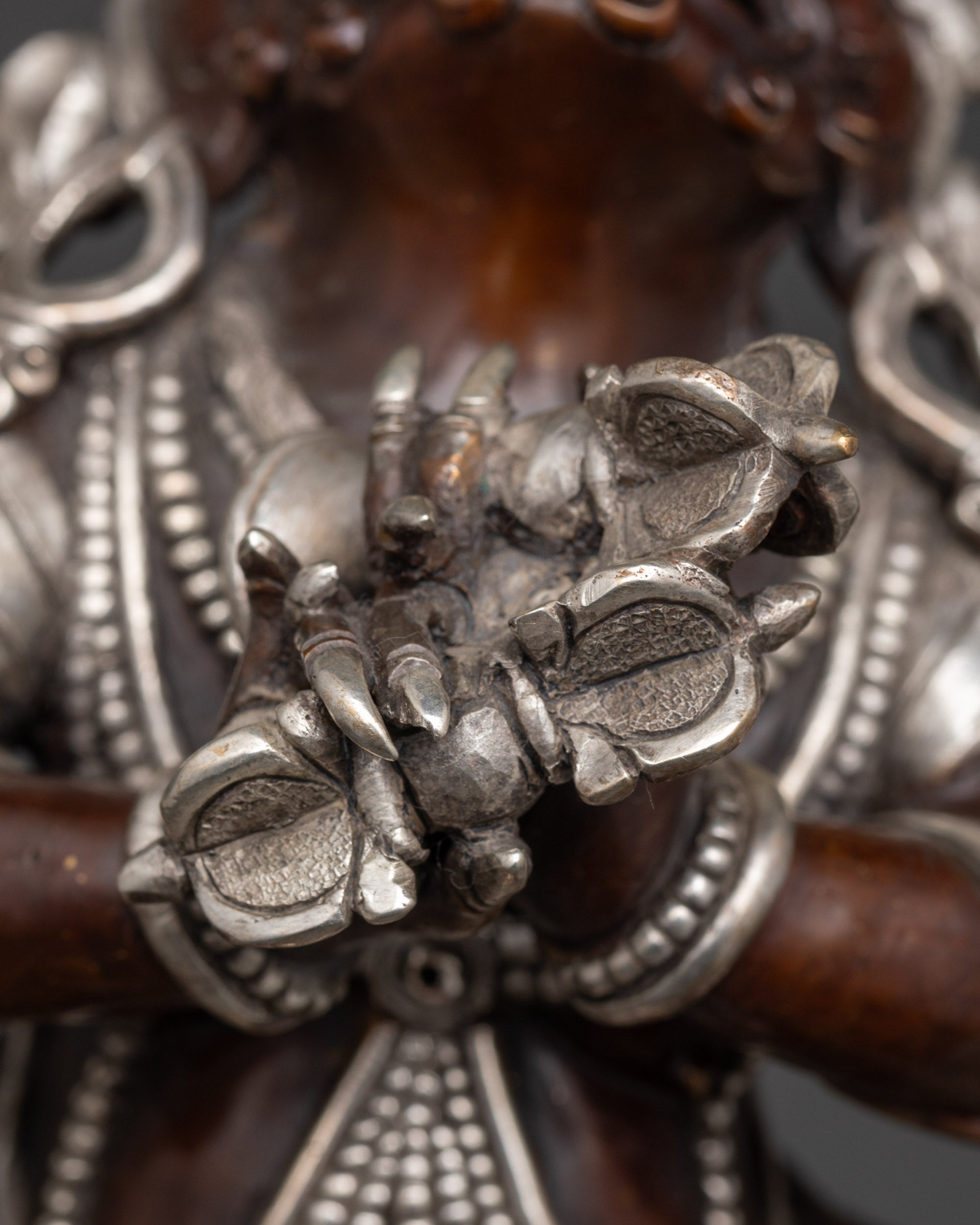 Silver-Plated Oxidized Vajradhaka Statue | Sacred Buddhist Deity