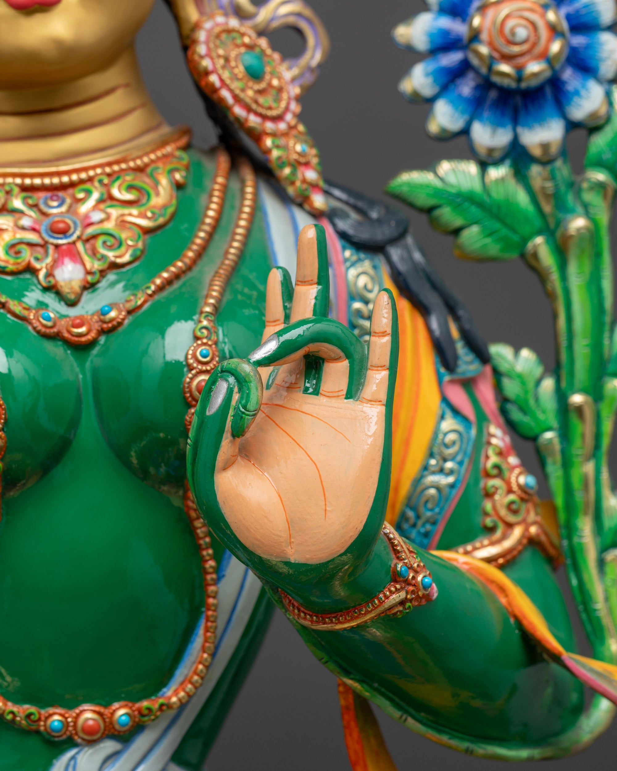 Divine Green Tara Statue | Hand-Carved Buddhist Goddess of Liberation