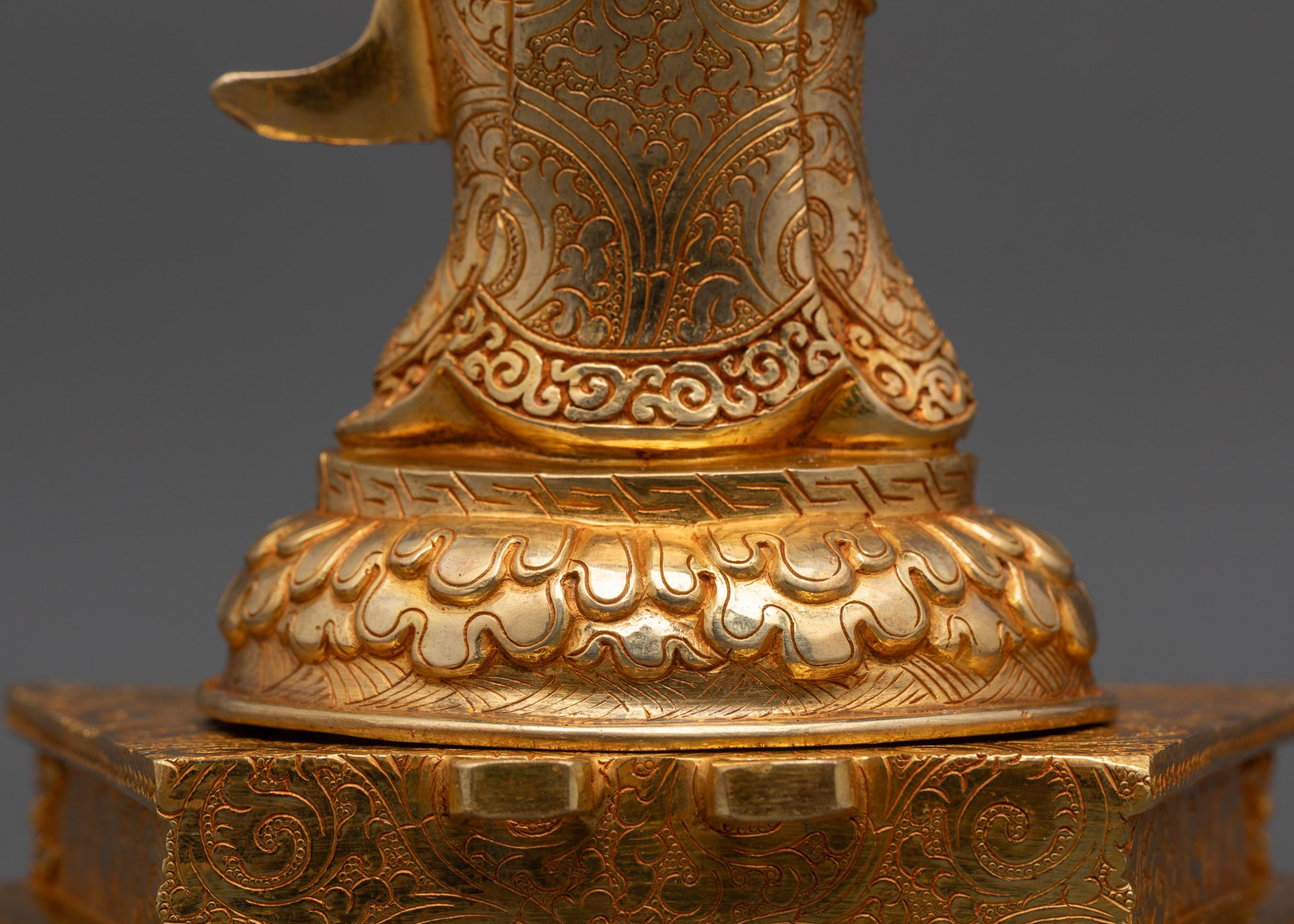 13" Golden Standing Guru Rinpoche Sculpture | Handcrafted Buddhist Idol