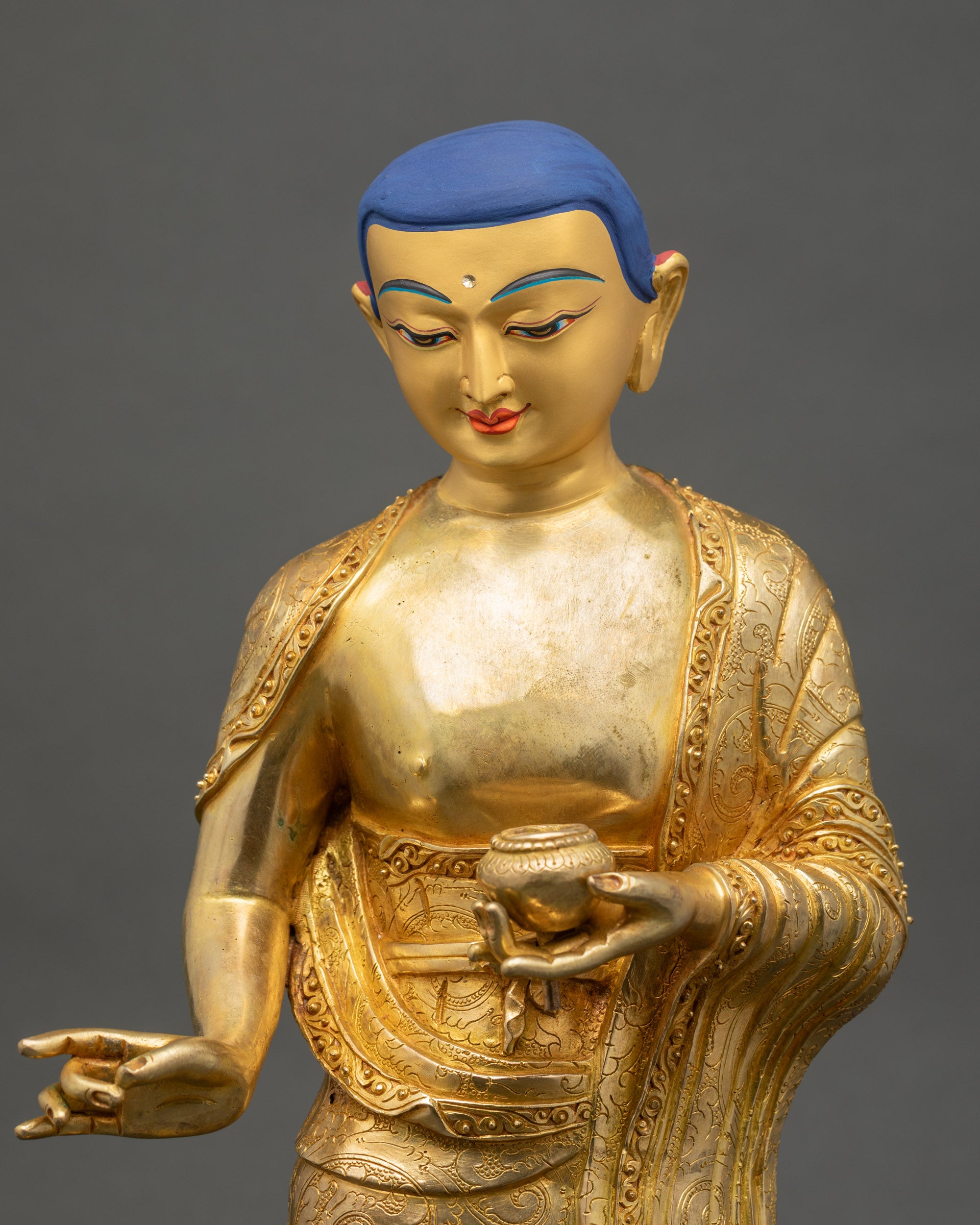 Handmade Shakyamuni Buddha with Disciples Statue | Spiritual Artwork