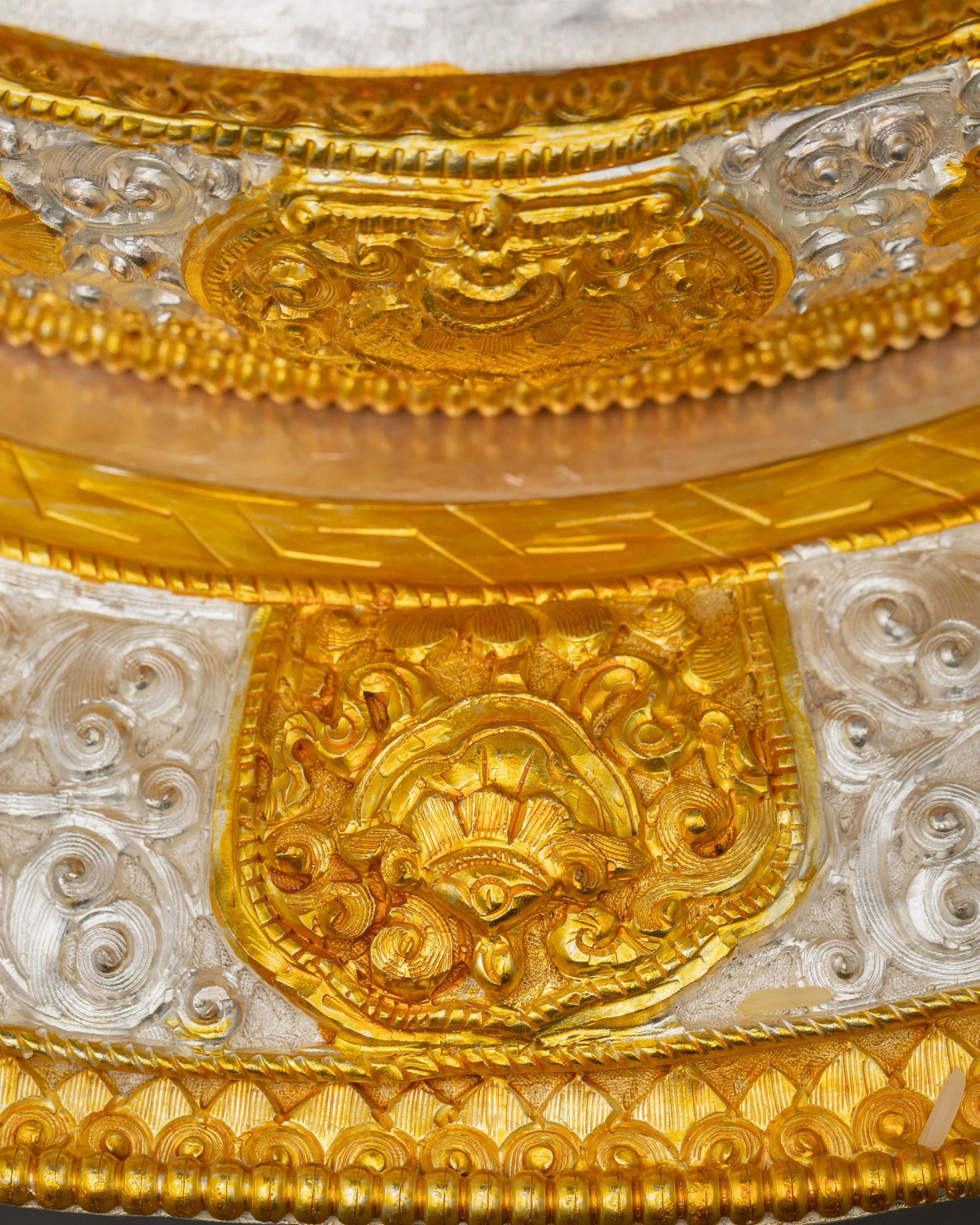 Sacred Auspicious Mandala | Gold and Silver-Plated Buddhist Art Nepal