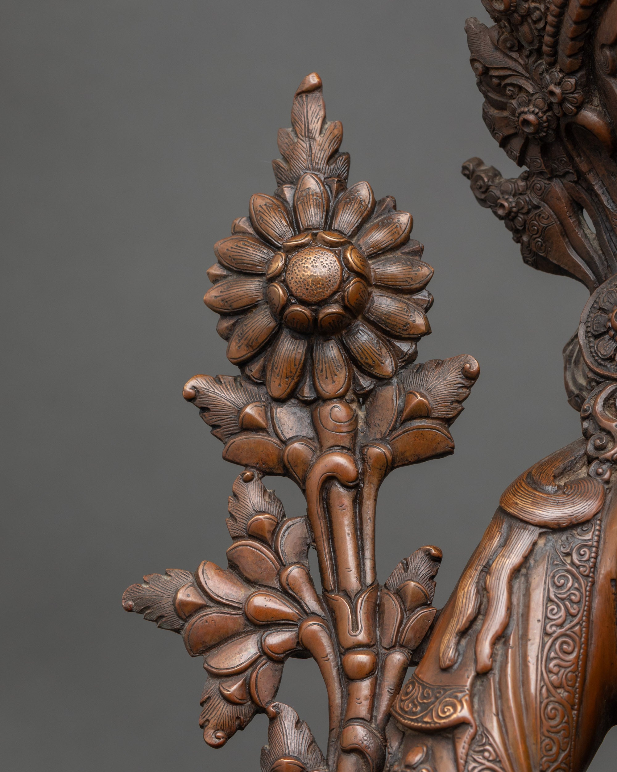 Nepalese Green Tara Statue with an Oxidized Finish