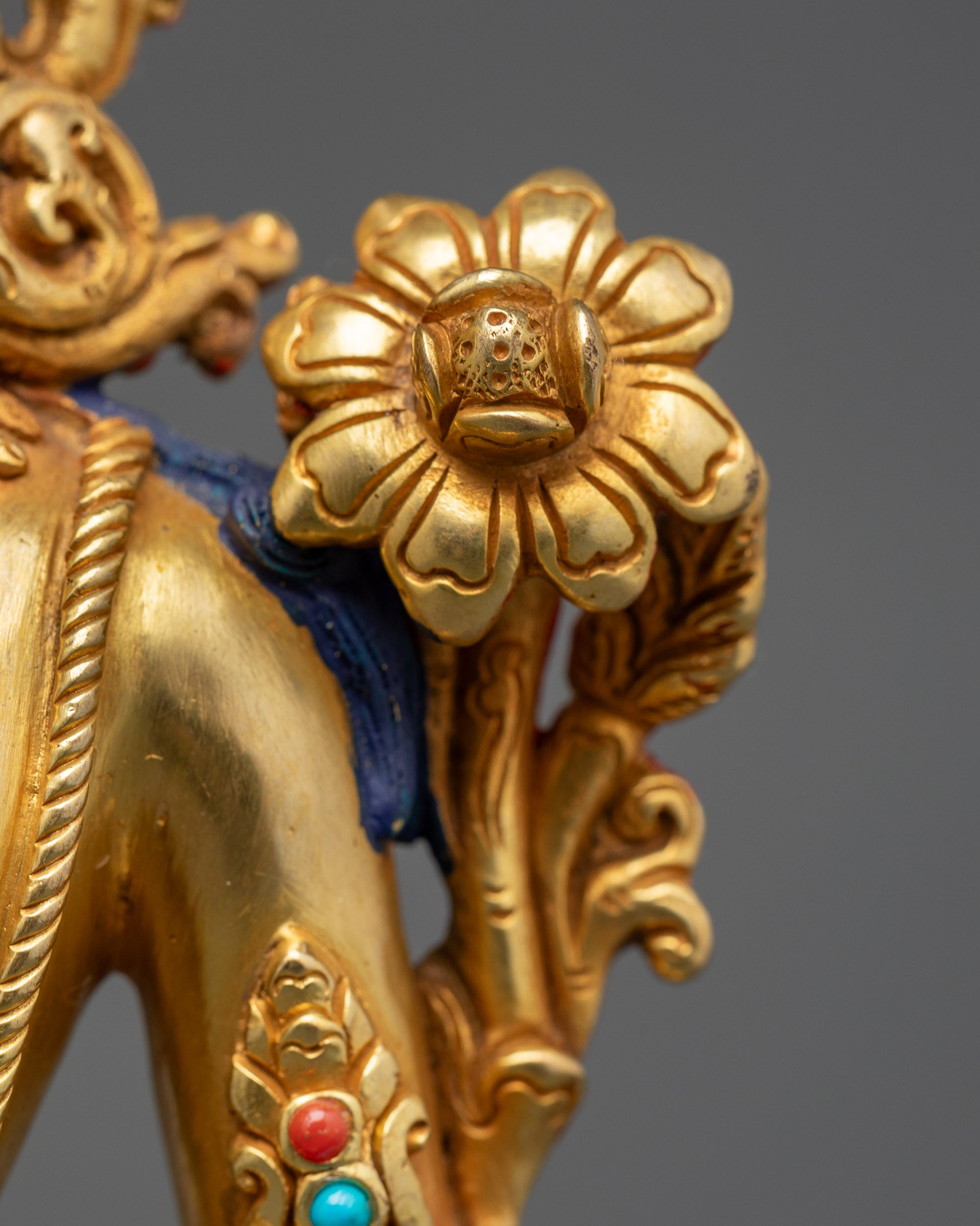 24K Fire Gold-Gilded Padmapani Statue | Avalokiteshvara for Meditation