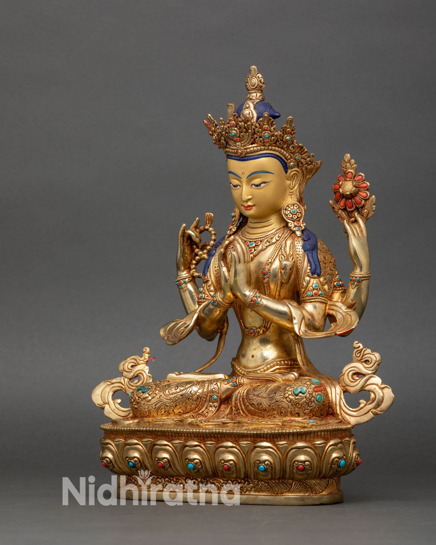 Four-armed Avalokiteshvara Statue | Divine Lord Who Gazes Down