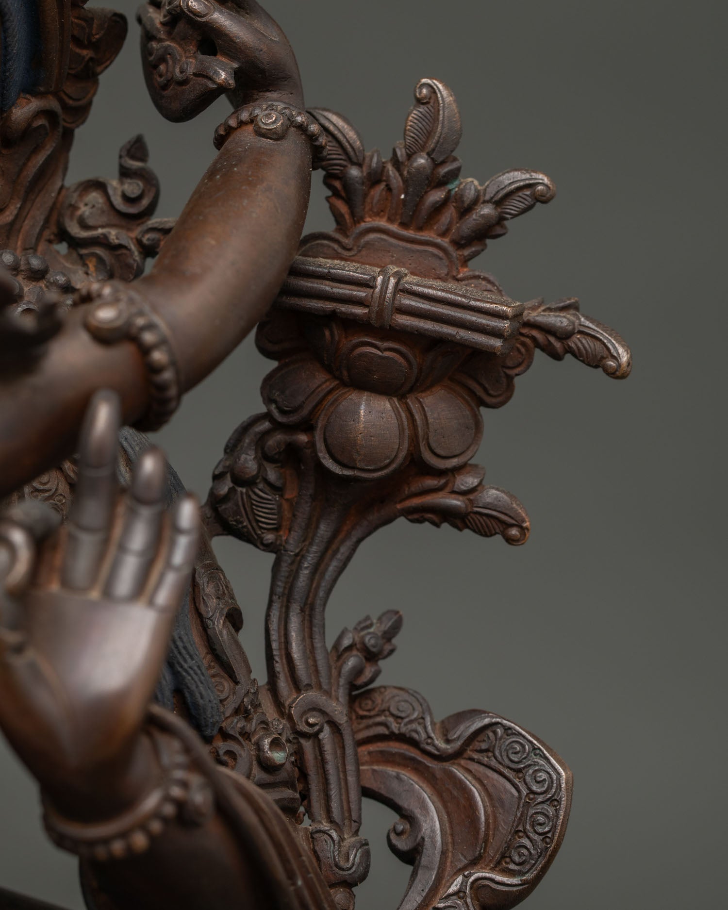 Oxidized Manjushri Statue | Meditation Altar Sculpture of Wisdom