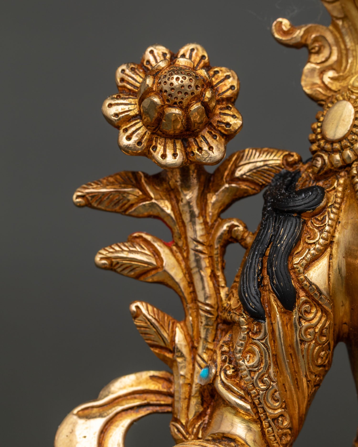 Green Tara Statue | 24K Gold Gilded Buddhist Art