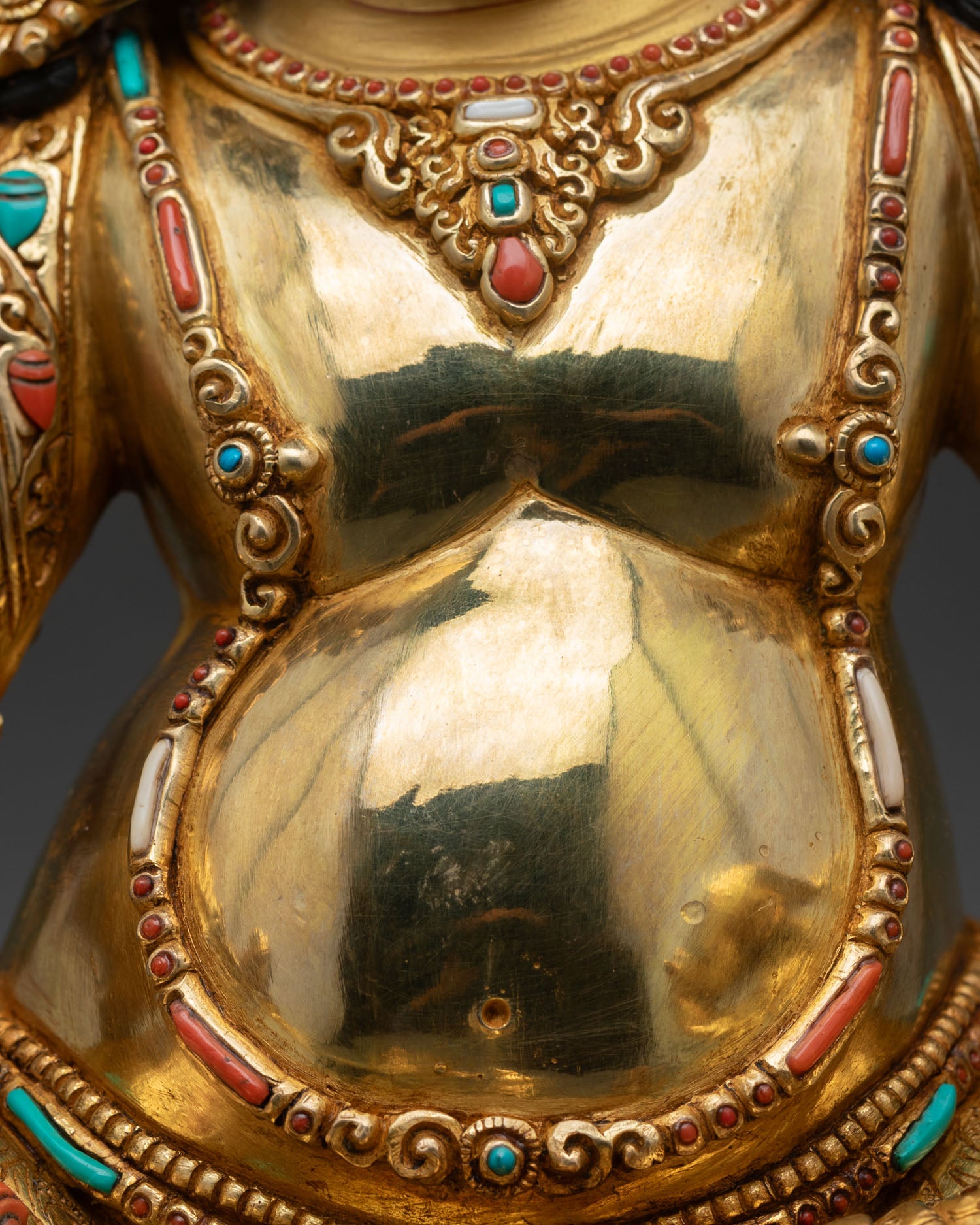 Dzambhala Wealth Deity | Gold Gilded Buddhist Statue