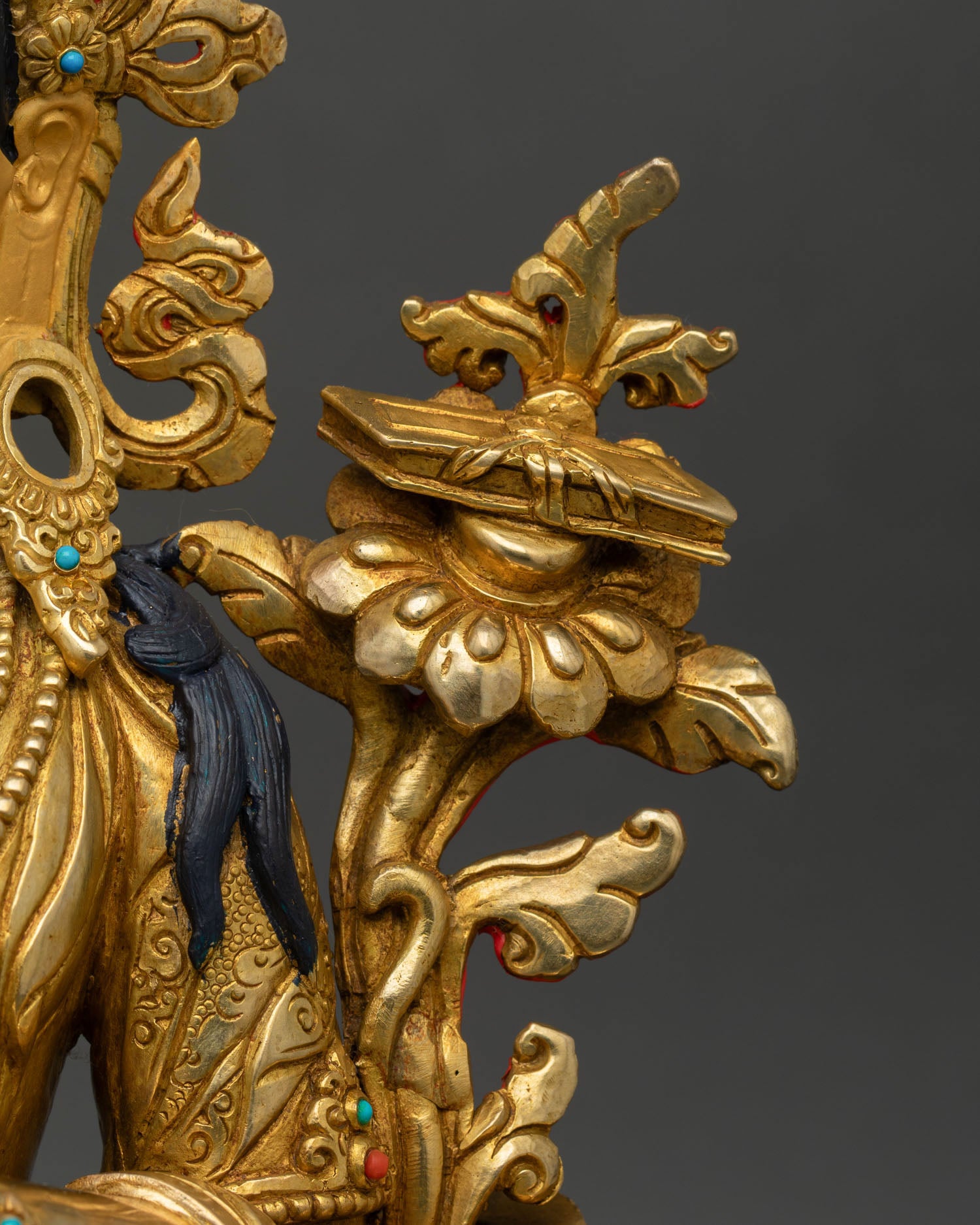 Tibetan Manjushri | 24K Gold Fire-Gilded Sculpture