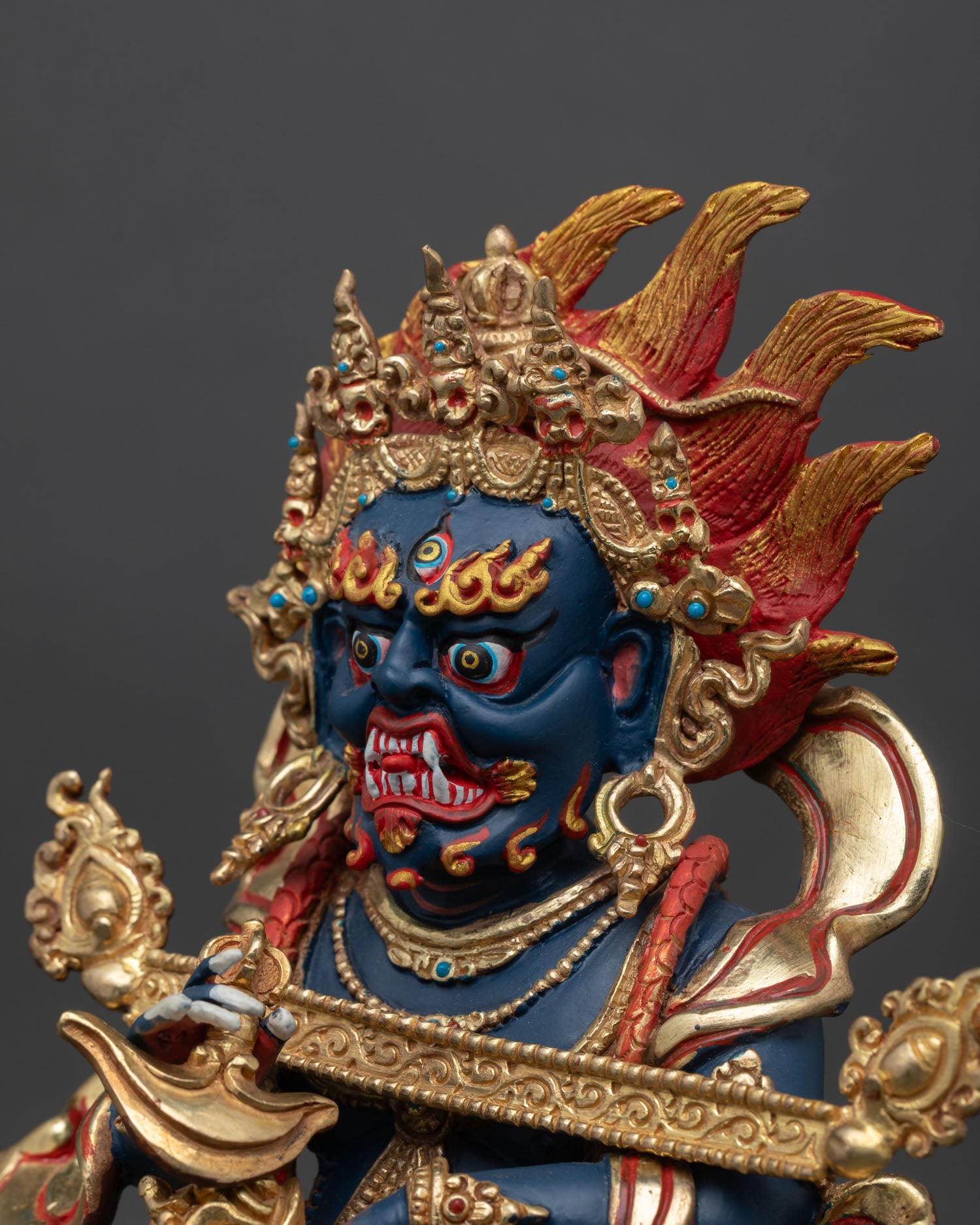 Sakya Mahakala Statue | Tibetan Wrathful Guardian Sculpture