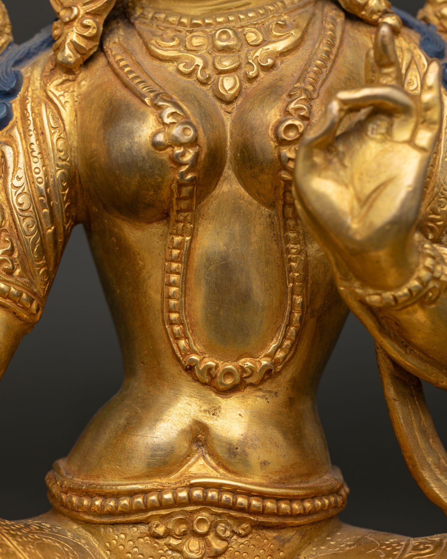 Green Tara Statue | 24K Gold Fire Gilded Buddhist Artwork