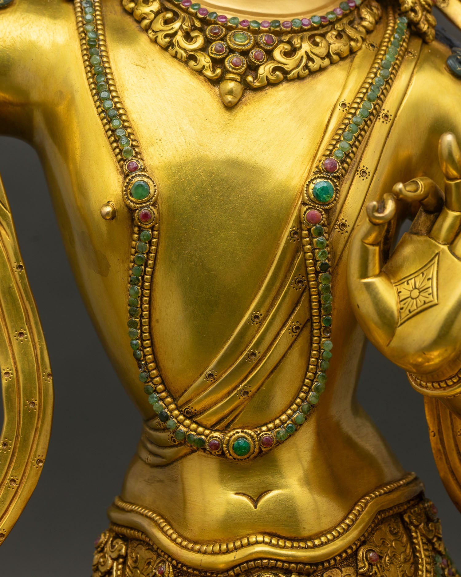Large Size Manjushri Statue | 24K Gold Fire-Gilded Copper Sculpture