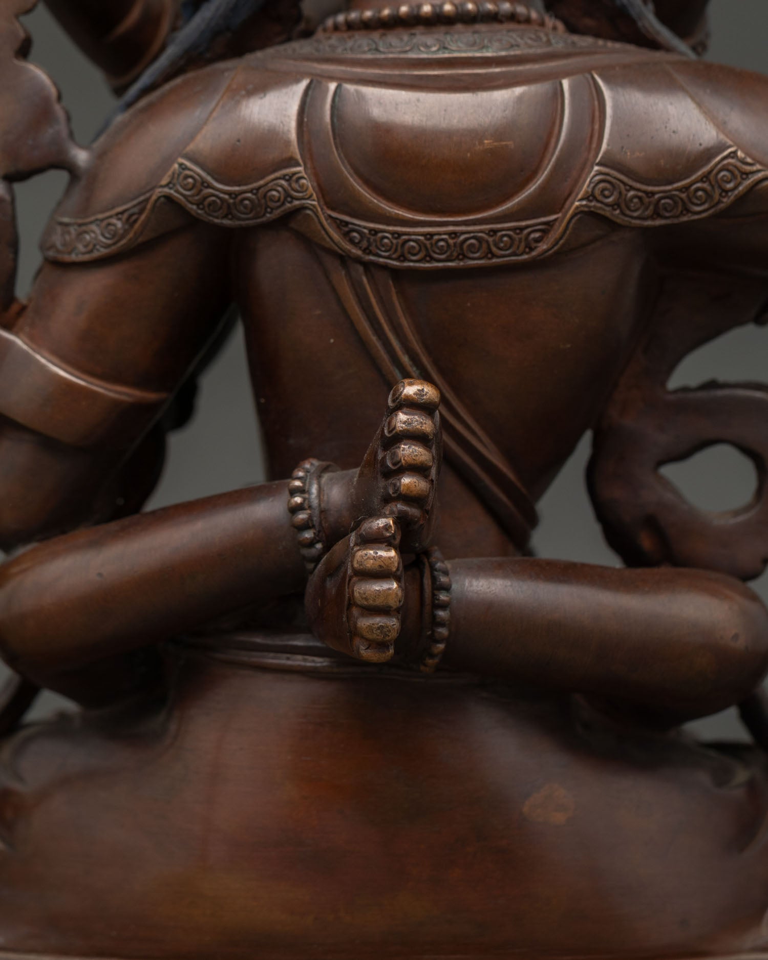 Oxidized Manjushri Statue | Meditation Altar Sculpture of Wisdom