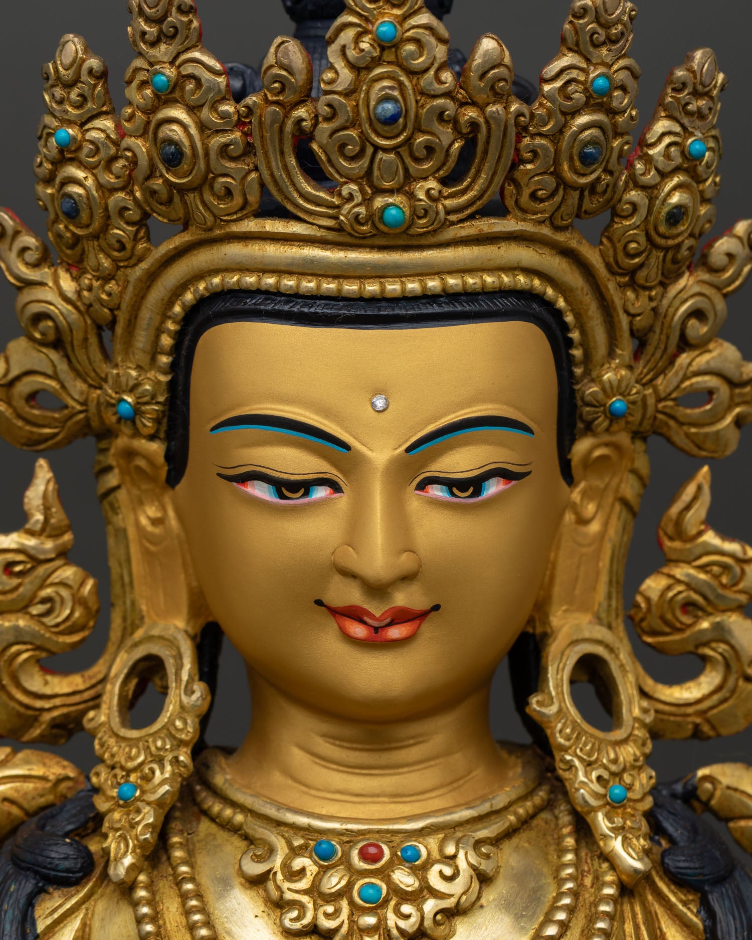 Tibetan Manjushri | 24K Gold Fire-Gilded Sculpture