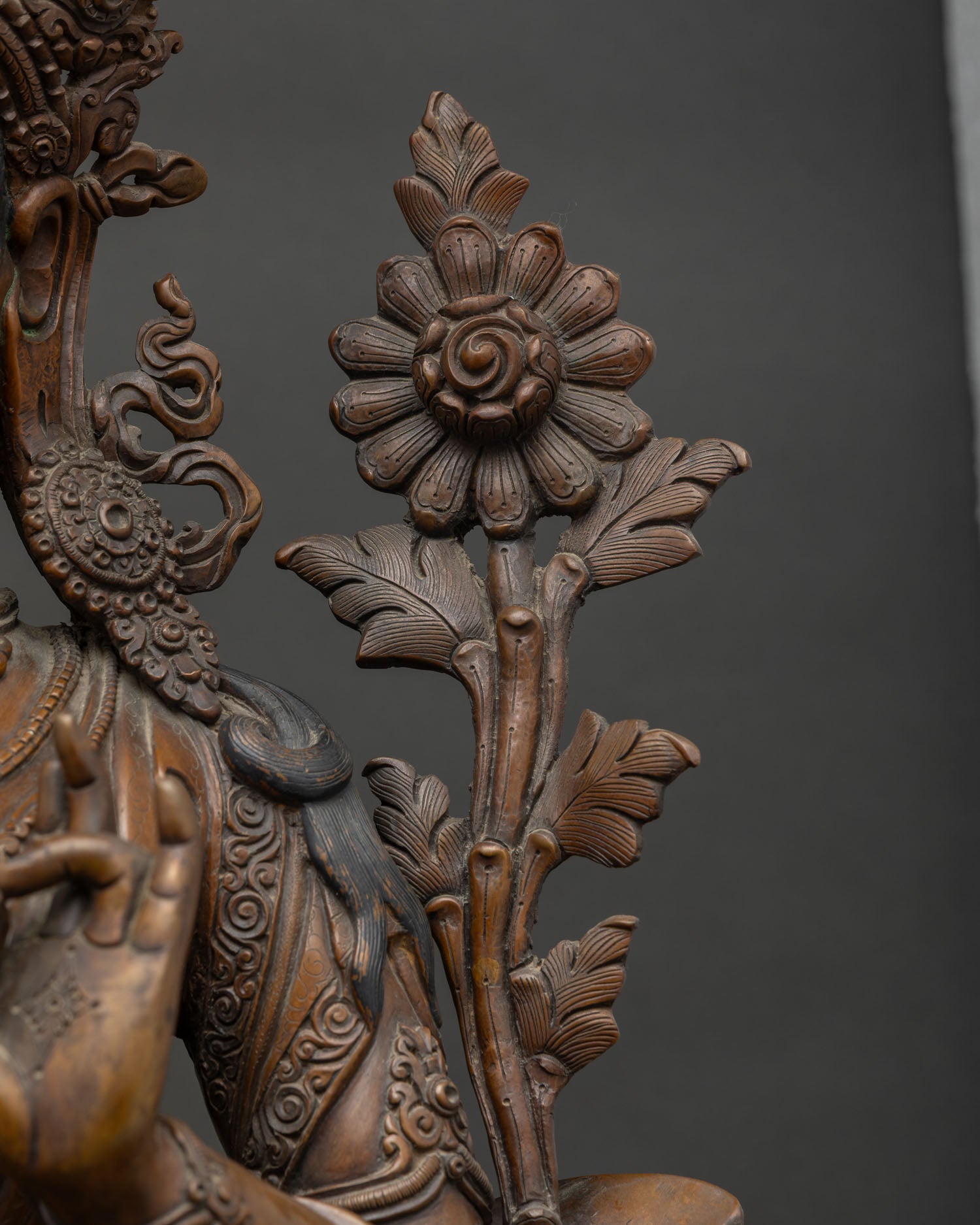 Traditional Green Tara Statue | Chemically Oxidized Copper Sculpture