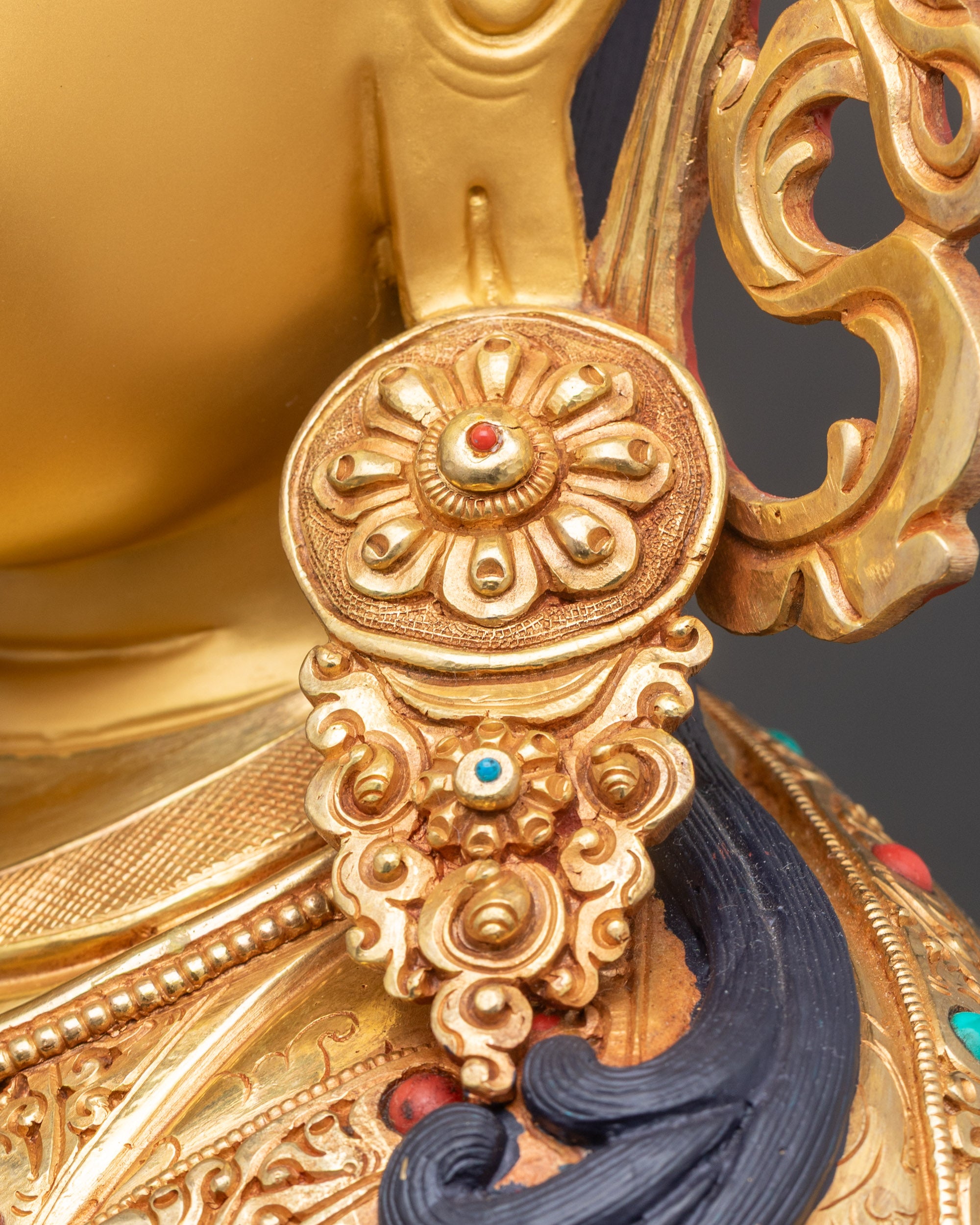 Guru Padmasambhava Statue with Ornate Throne | Buddhist Art & Decor