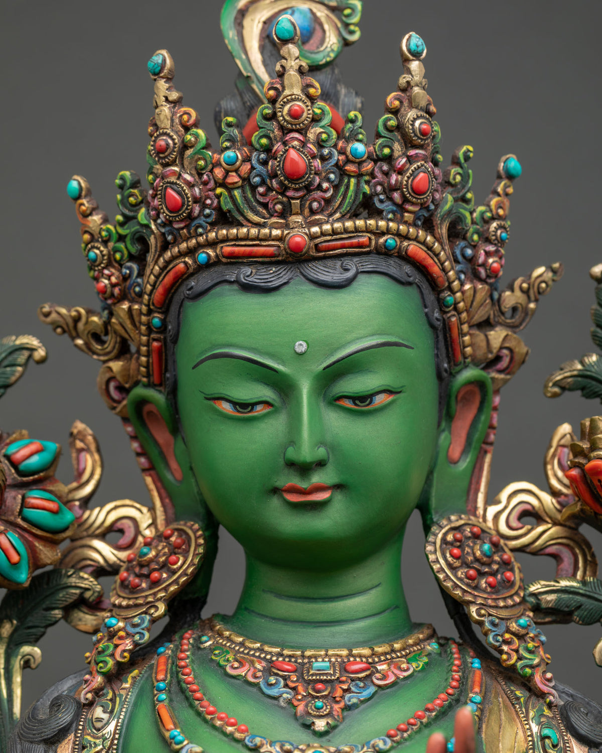 Vibrant Green Tara Sculpture – Handcrafted Nepali Buddhist Art
