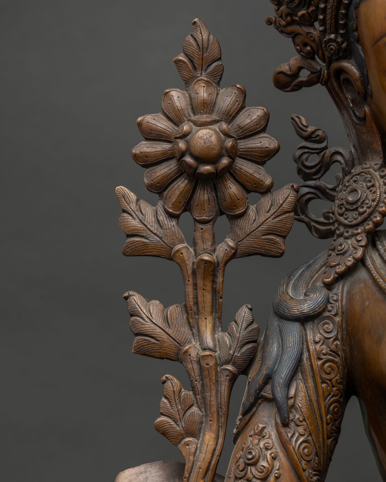 Traditional Green Tara Statue | Chemically Oxidized Copper Sculpture
