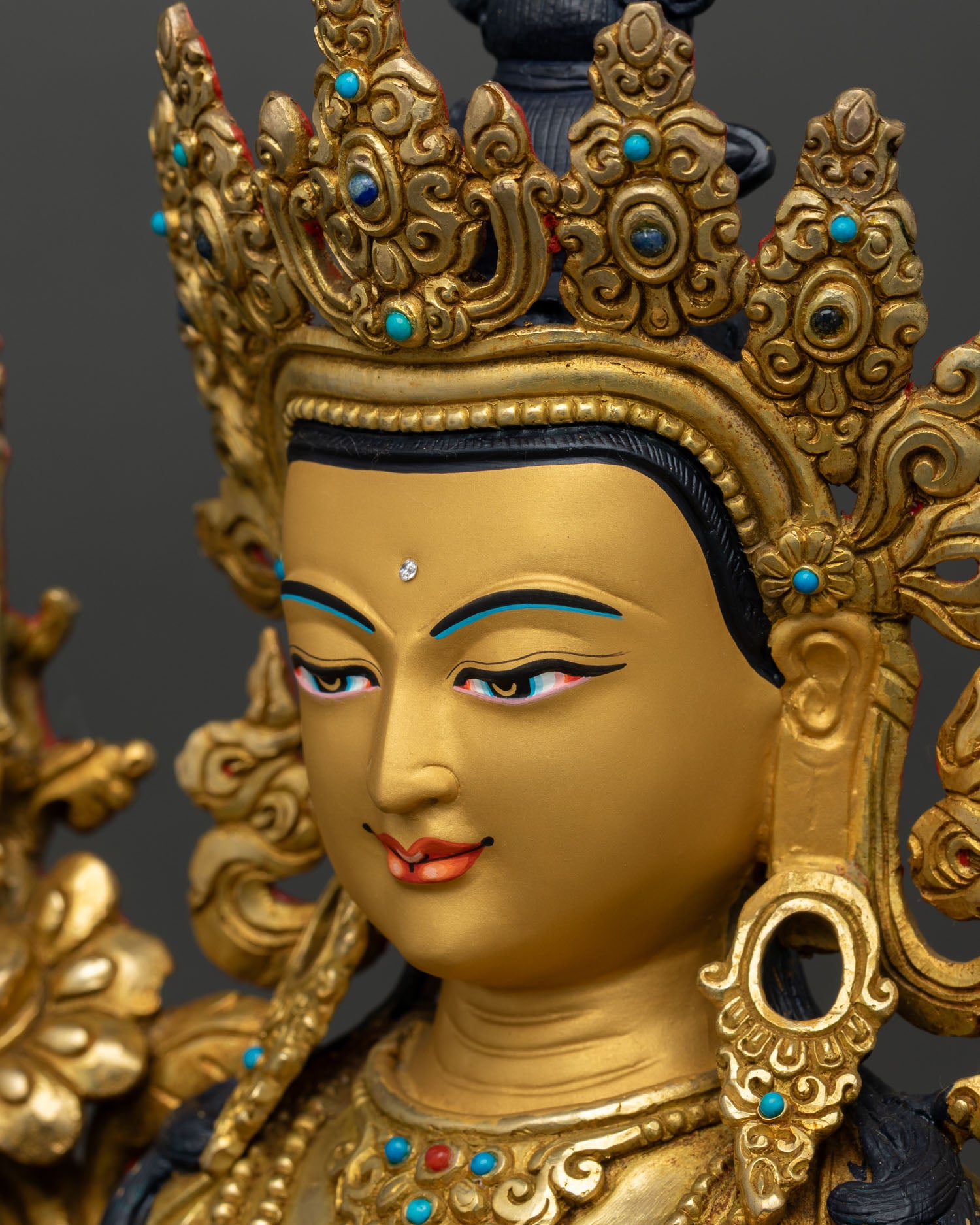 Tibetan Manjushri | 24K Gold Fire-Gilded Sculpture