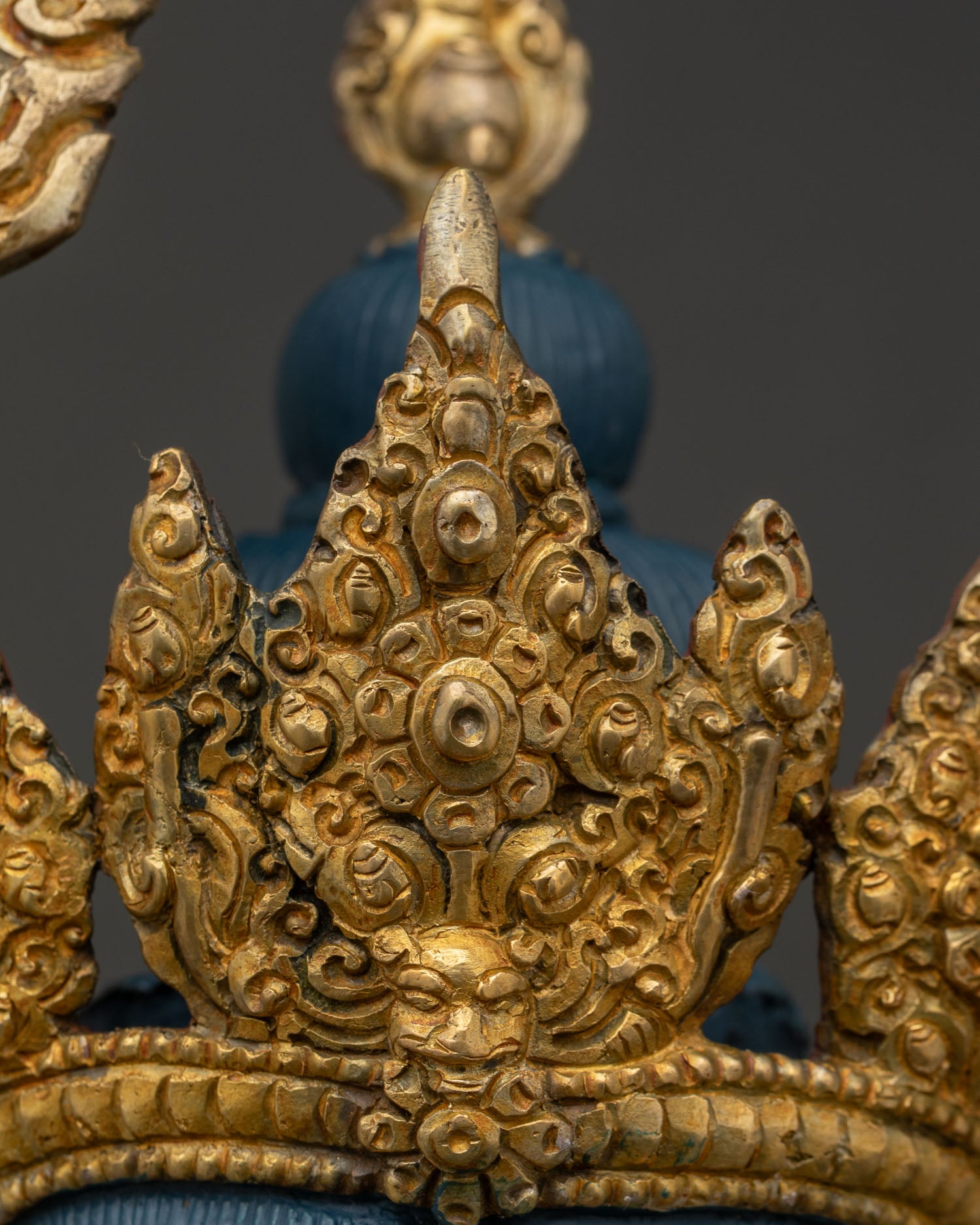 Manjushri Statue from Nepal | Oxidized Copper & Gold Sacred Art