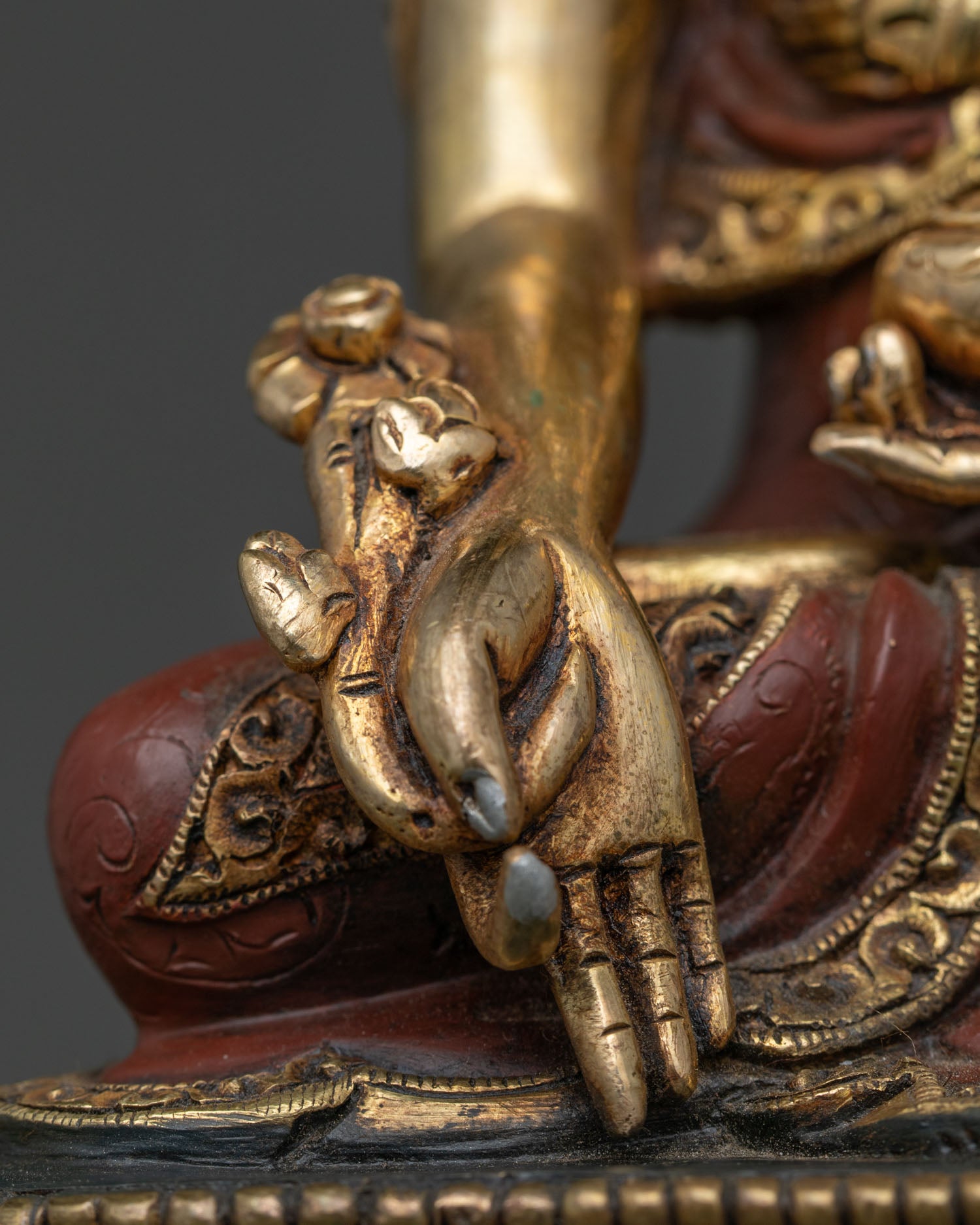 Medicine Buddha Statue With Throne & Five Dhyani Buddhas