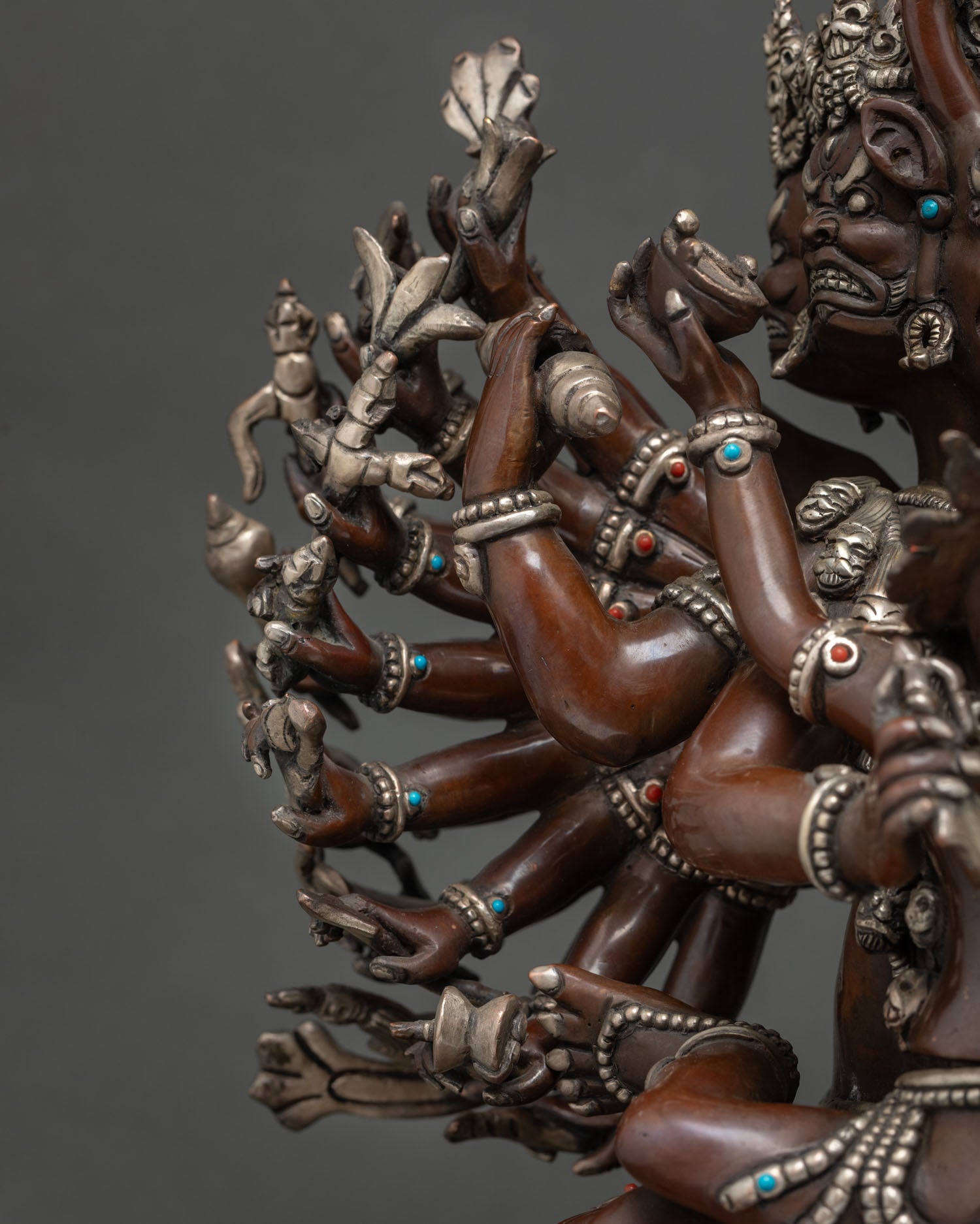 Buffalo-headed Yamantaka Statue | Large-Size Oxidized Copper Sculpture