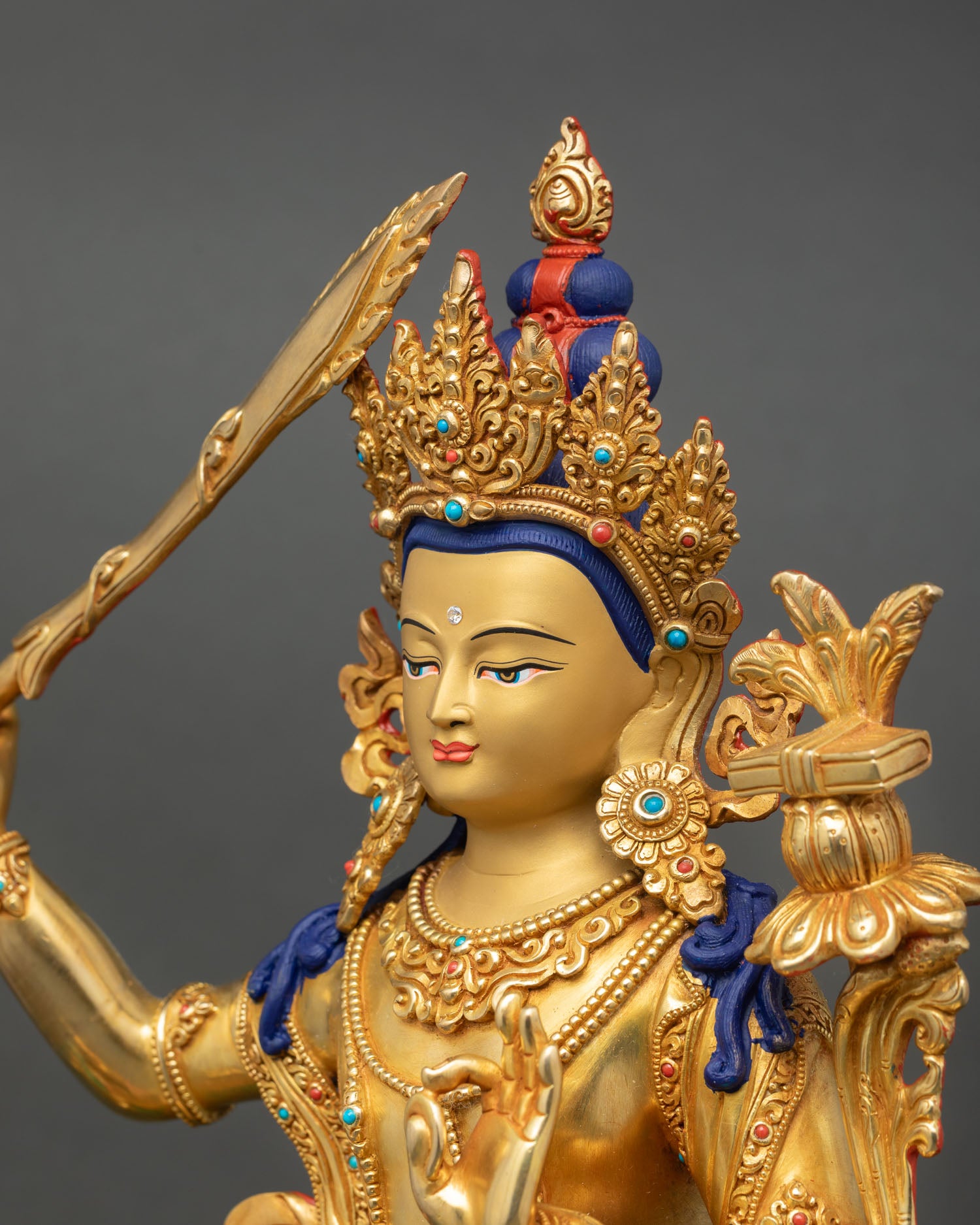 Simhada Manjushree Statue | Handmade Bodhisattva of Wisdom