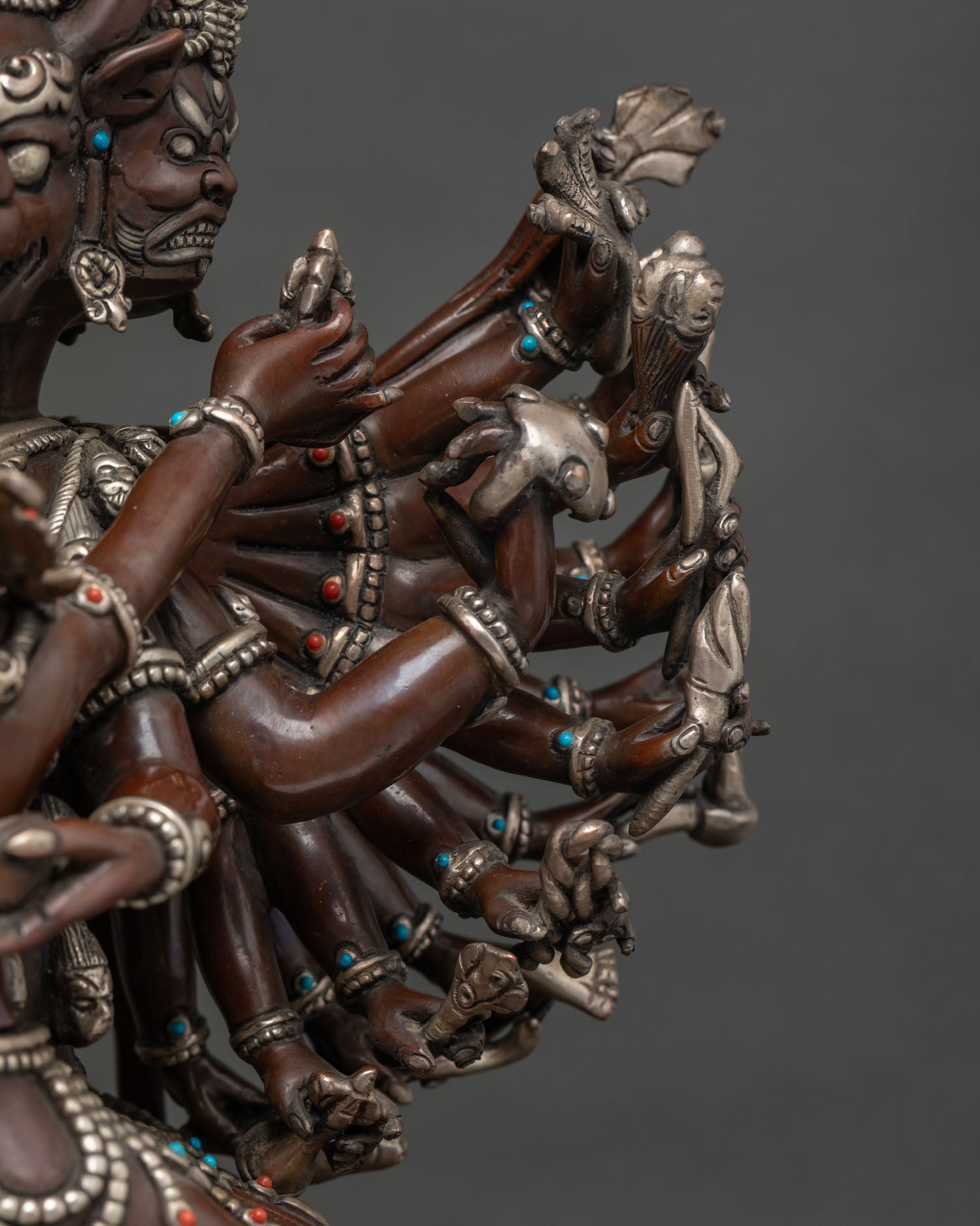 Buffalo-headed Yamantaka Statue | Large-Size Oxidized Copper Sculpture