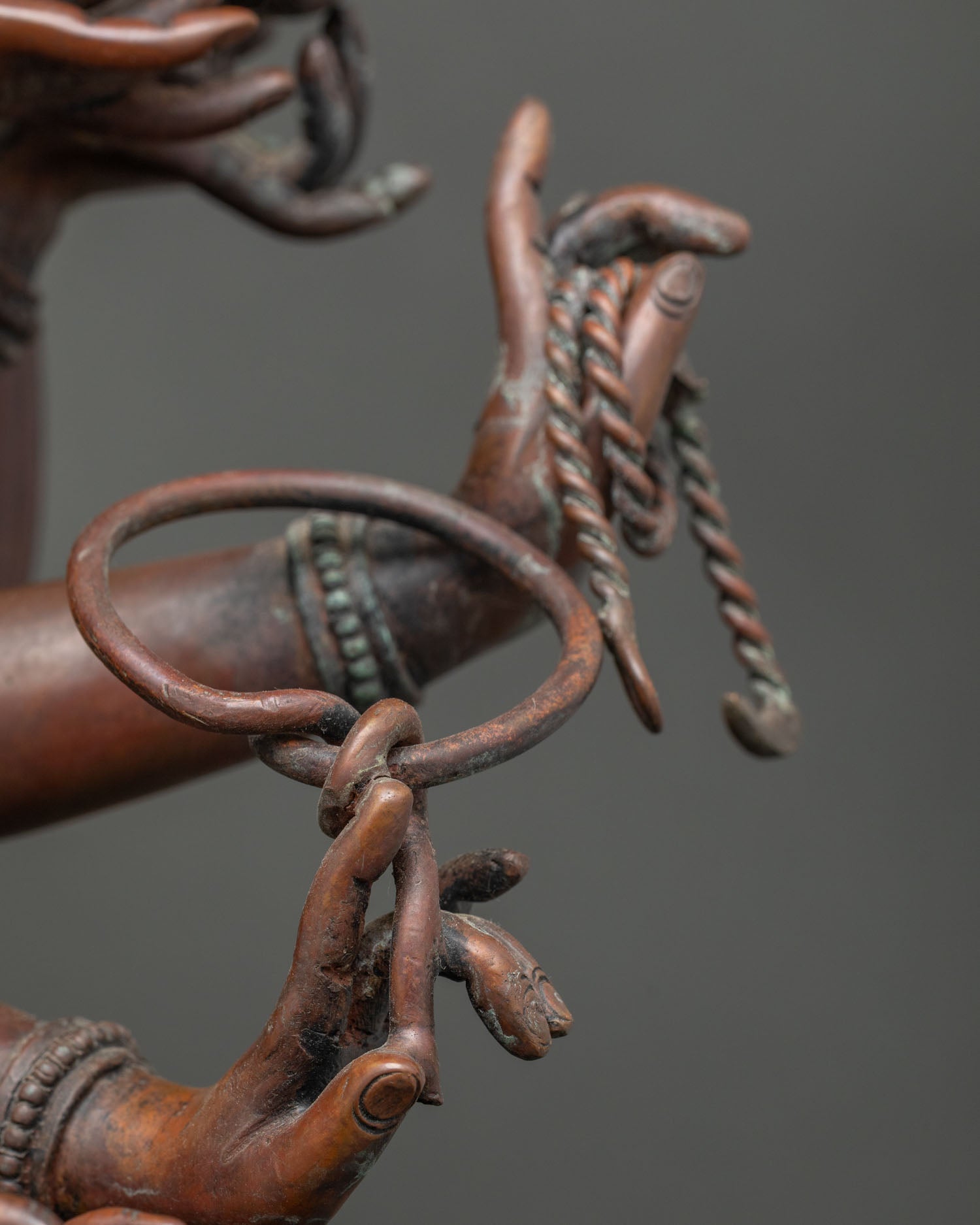 Japanese Chundi (Juntei Kannon) Statue | Oxidized Copper Buddhist Art