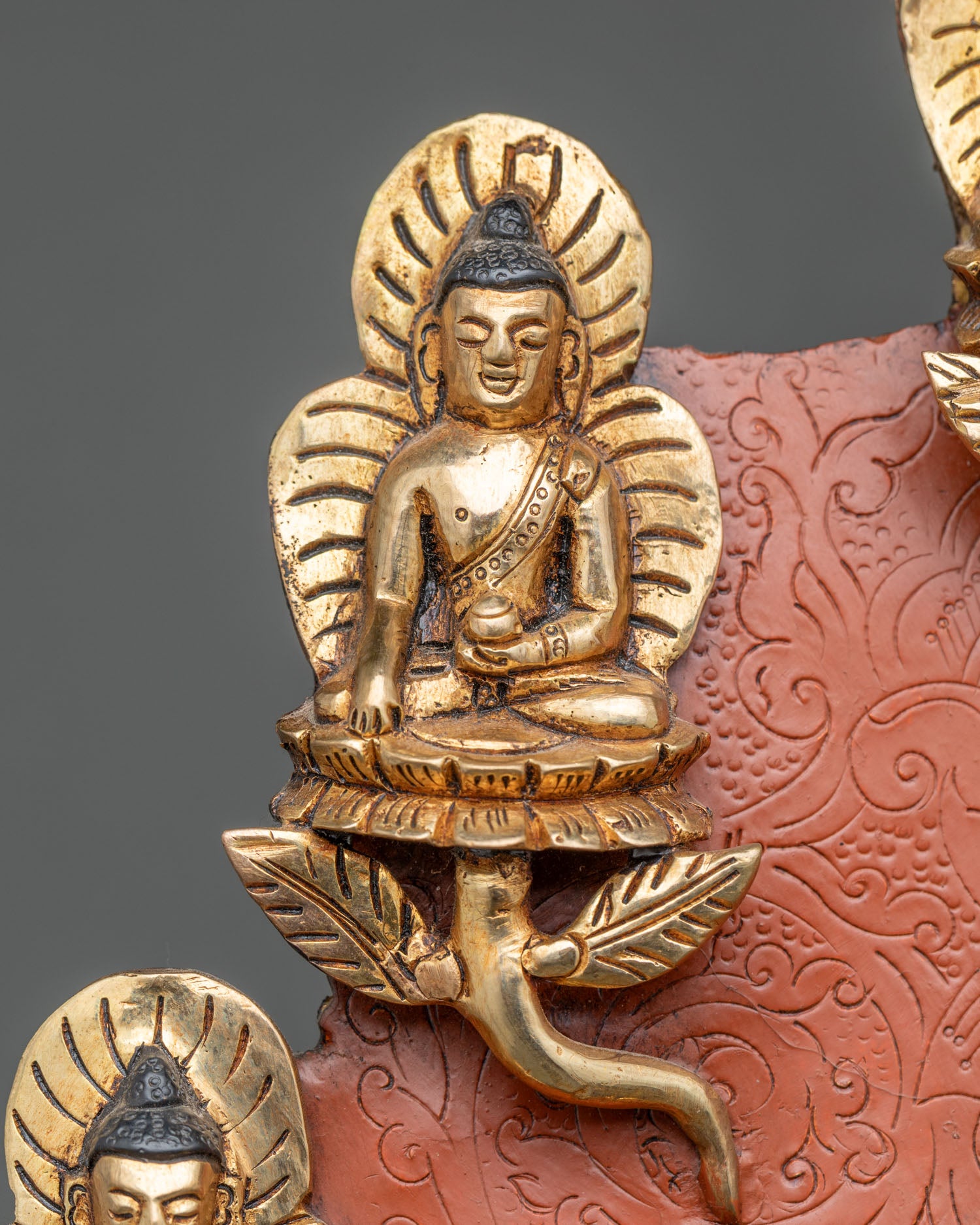 Medicine Buddha Statue With Throne & Five Dhyani Buddhas