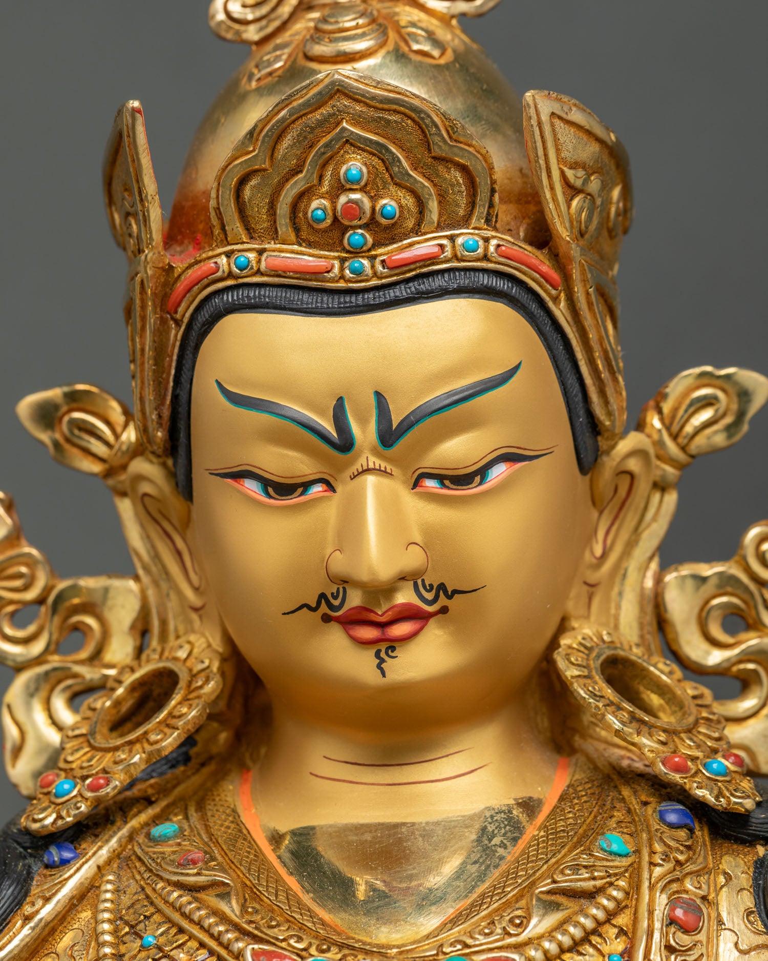 Guru Rinpoche with Two Consorts Statue – Sacred Vajrayana Art