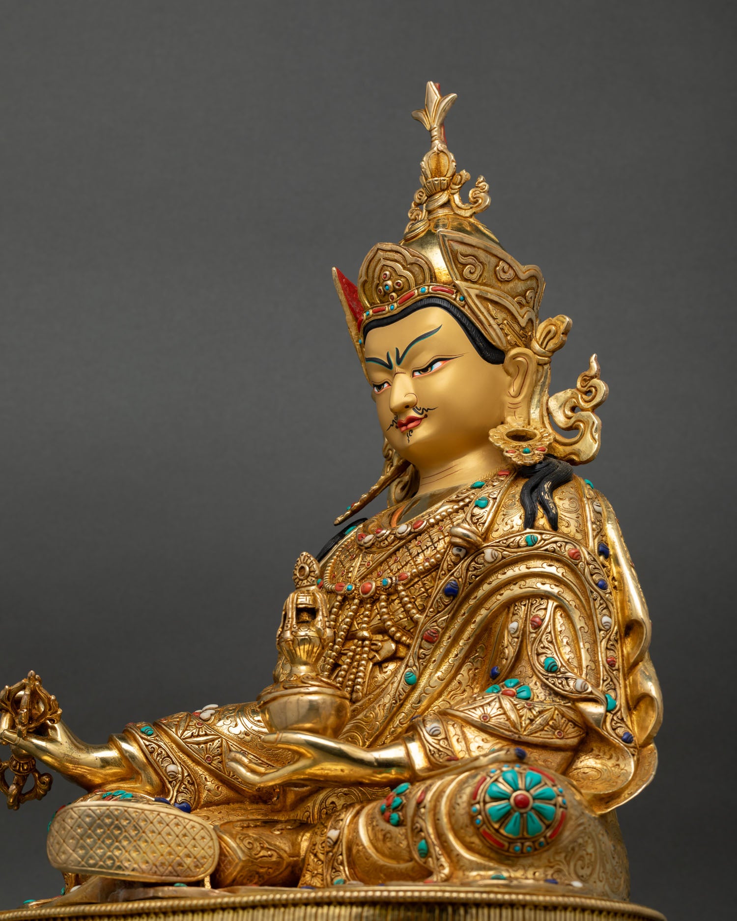 Powerful Guru Padmasambhava Statue | Buddhist Copper Figurine