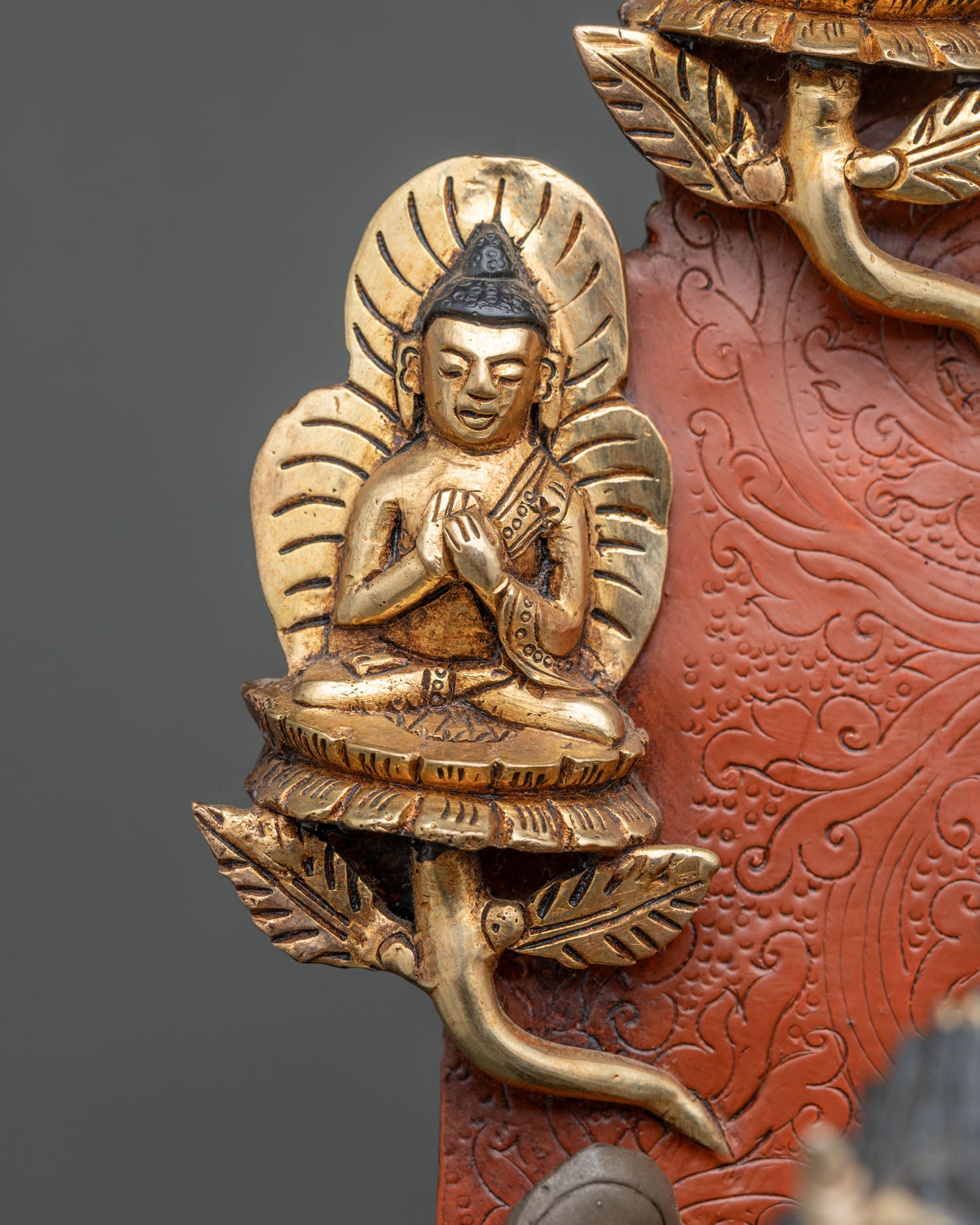 Medicine Buddha Statue With Throne & Five Dhyani Buddhas