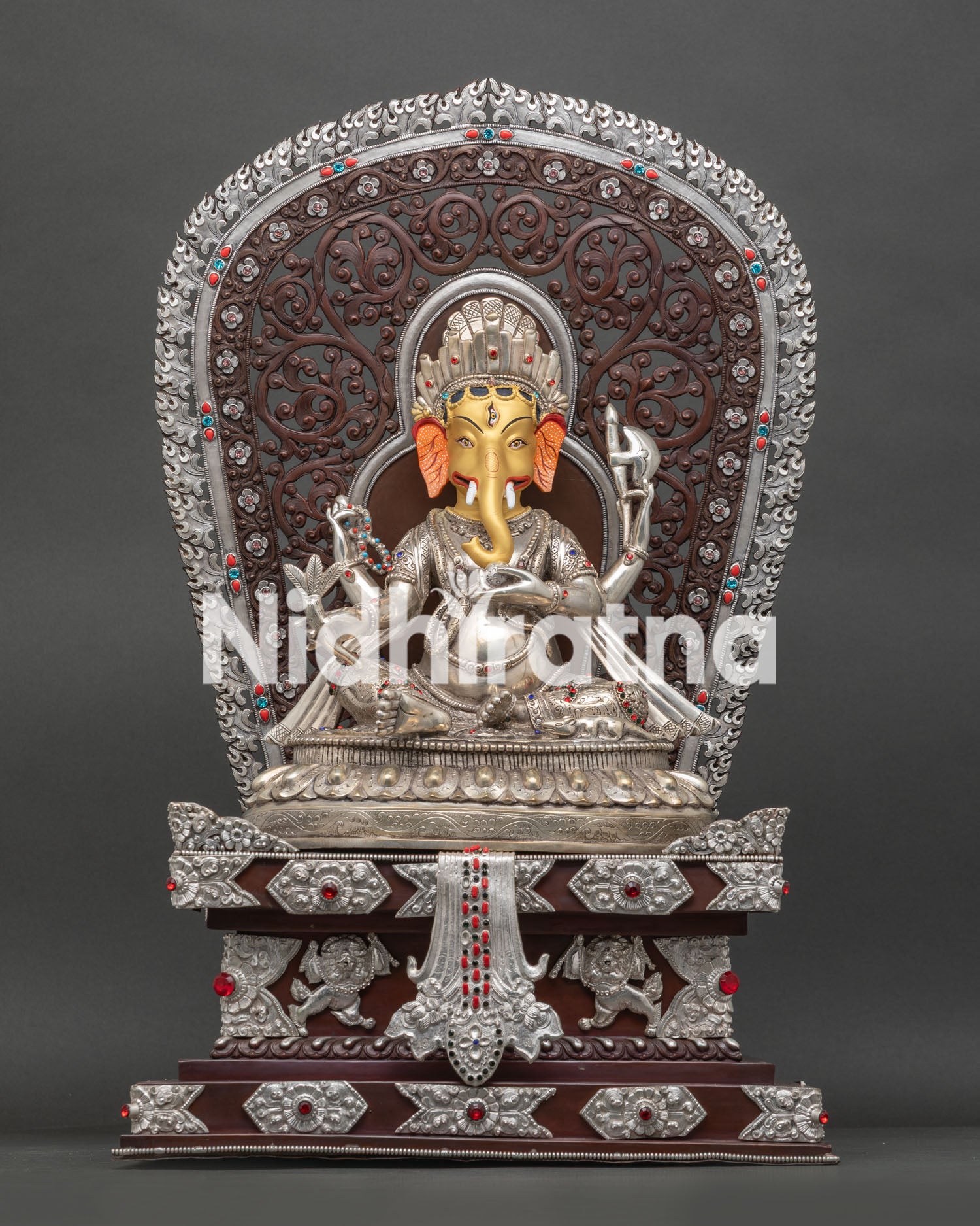 Ganesh With Throne Statue