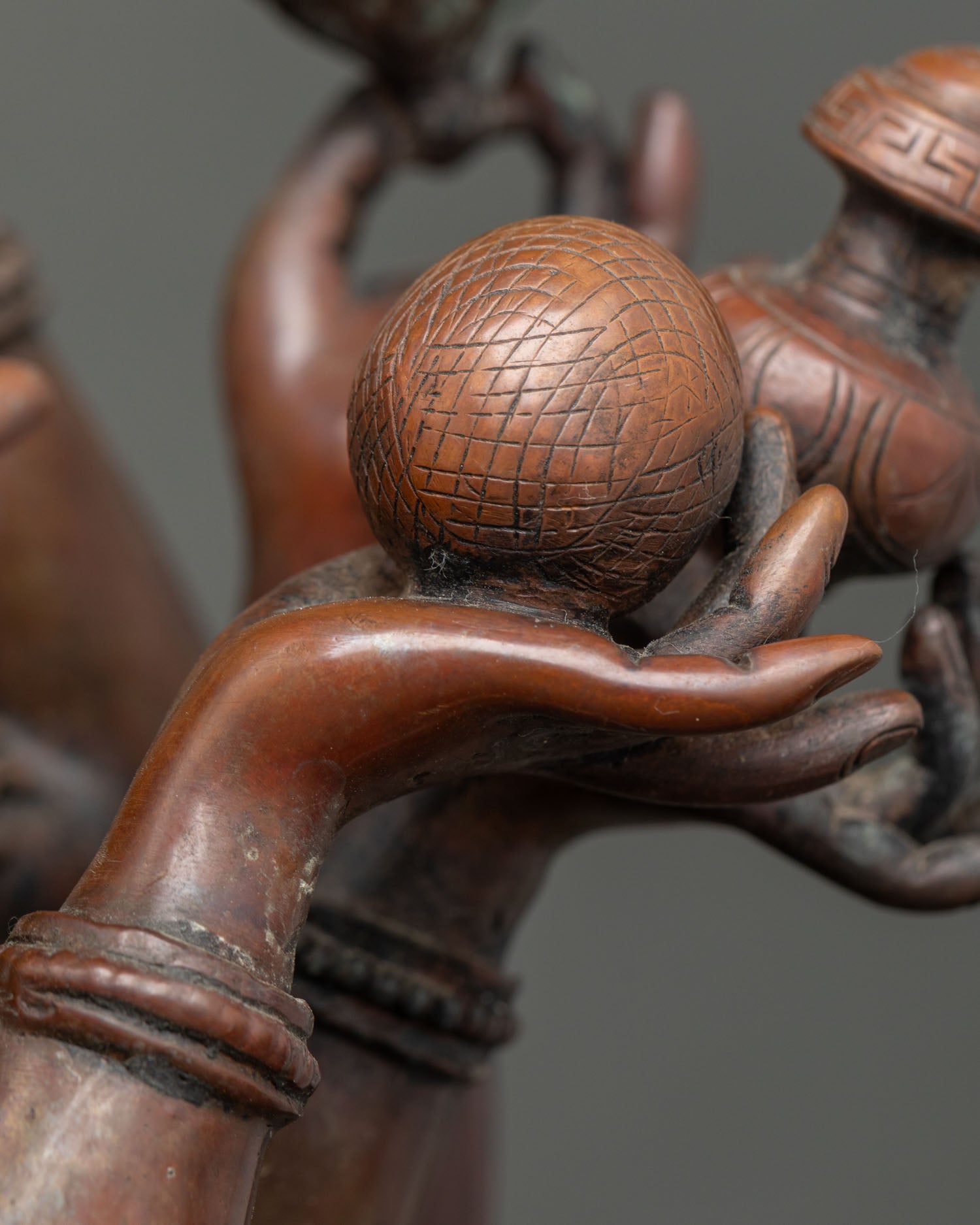 Japanese Chundi (Juntei Kannon) Statue | Oxidized Copper Buddhist Art