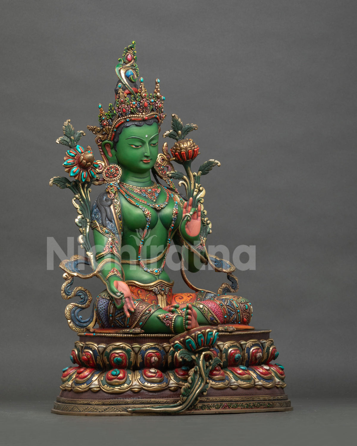 Vibrant Green Tara Sculpture – Handcrafted Nepali Buddhist Art