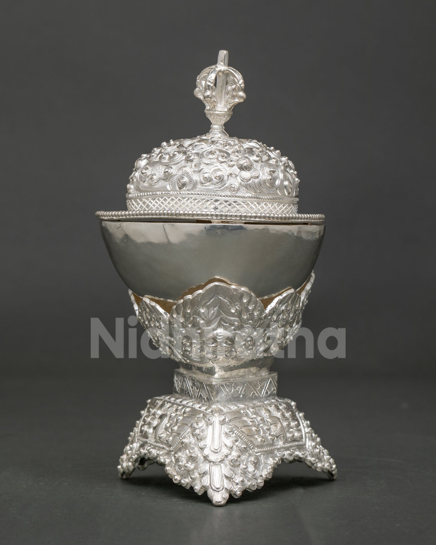 Ornate Buddhist Kapala | Handcrafted Skull Cup from Nepal