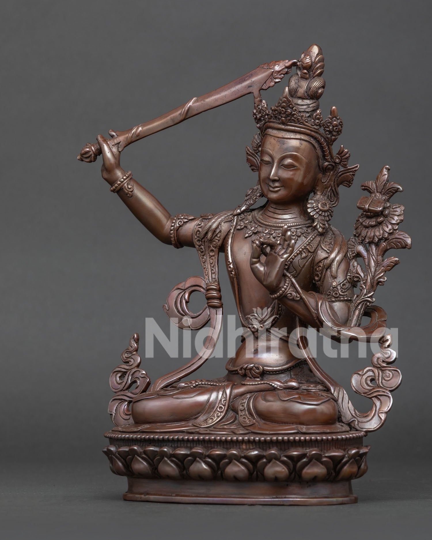 Oxidized Manjushri Statue | Buddhist Meditation & Spiritual Decor