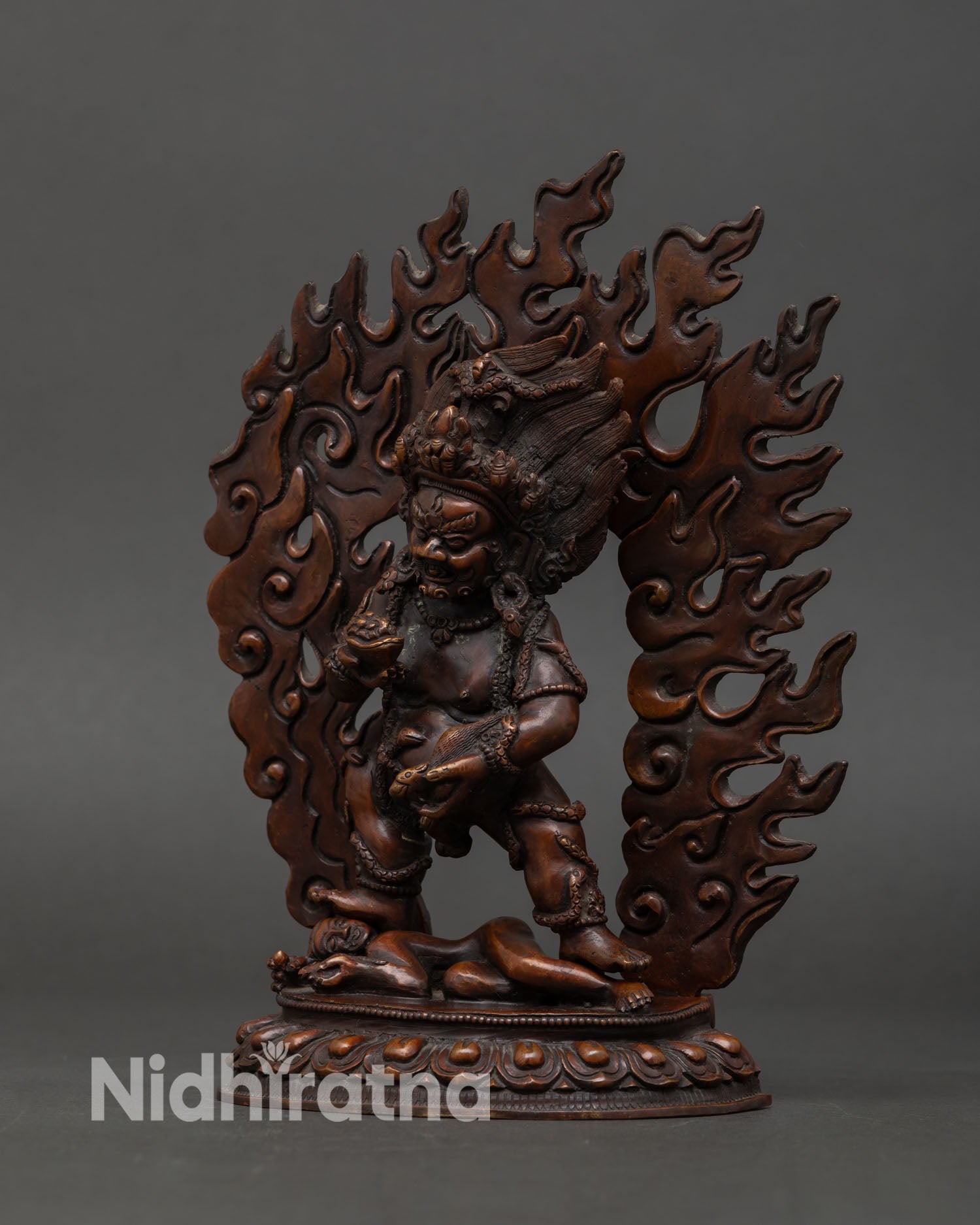 Black Dzambhala Statue | Vajrayana Wealth Deity Figure