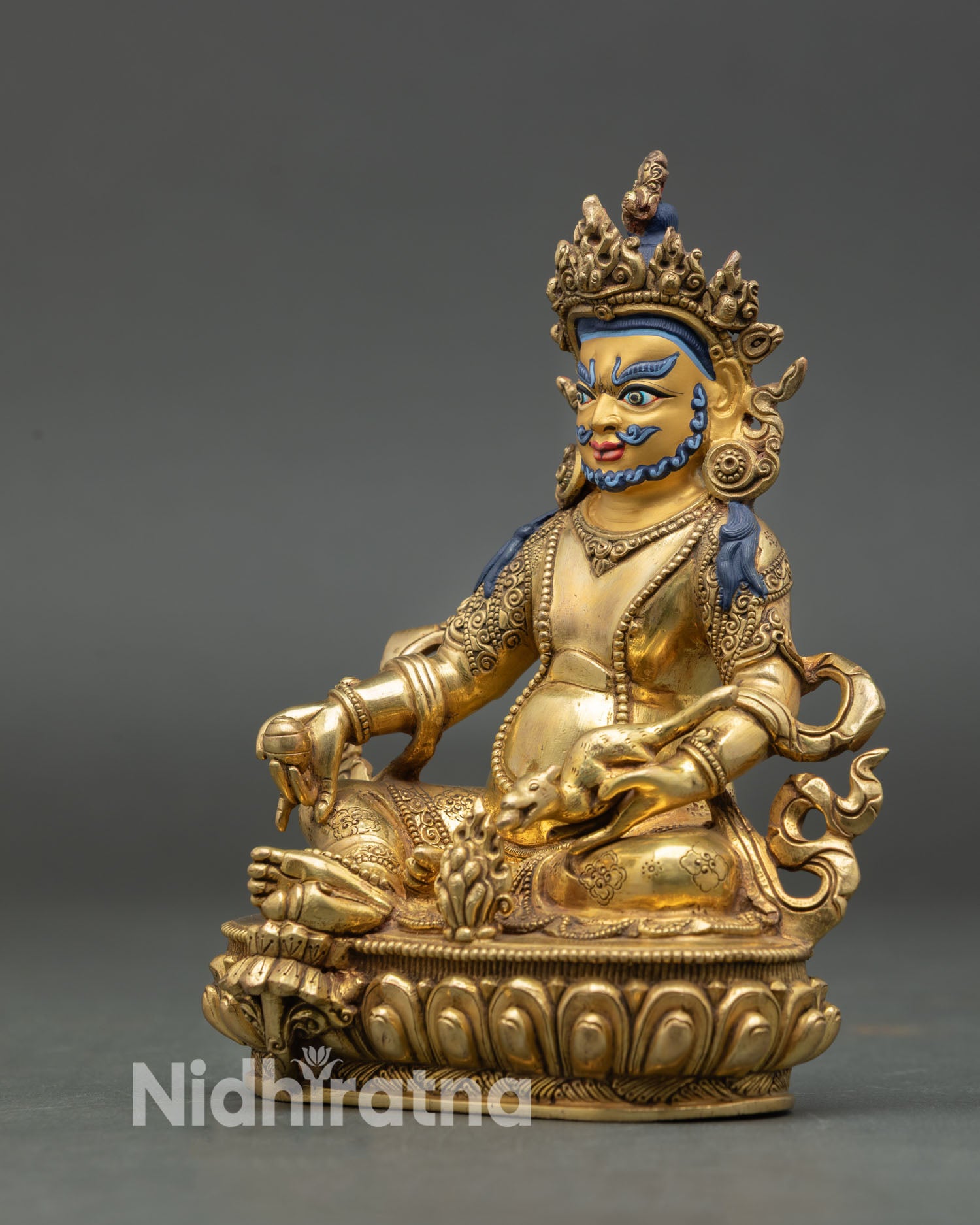 Golden Dzambhala Statue for Wealth and Spiritual Abundance
