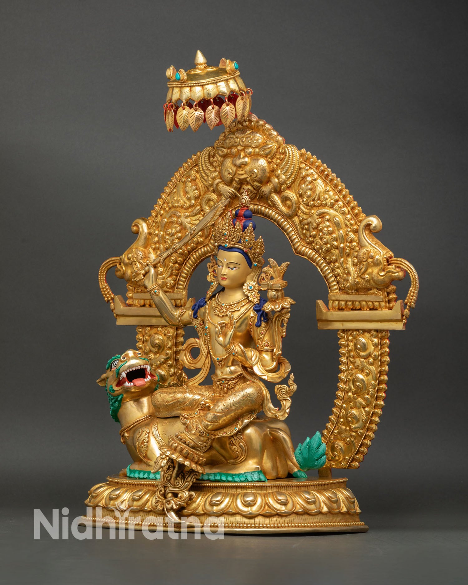 Simhada Manjushree Statue | Handmade Bodhisattva of Wisdom