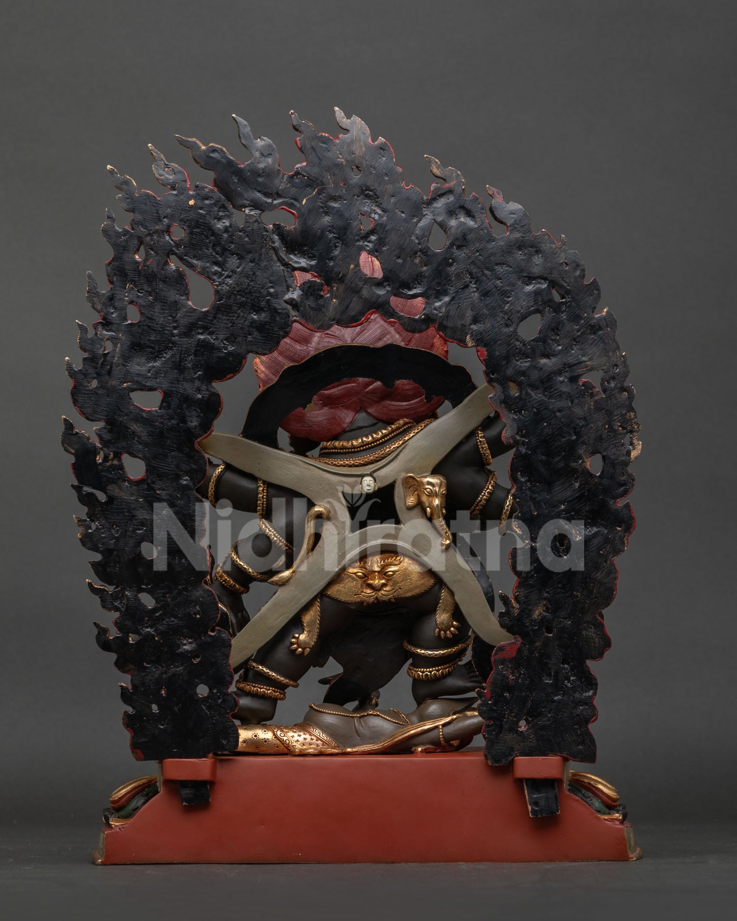 Wrathful Six-Armed Mahakala Statue | Powerful Vajrayana Buddhist Artwork