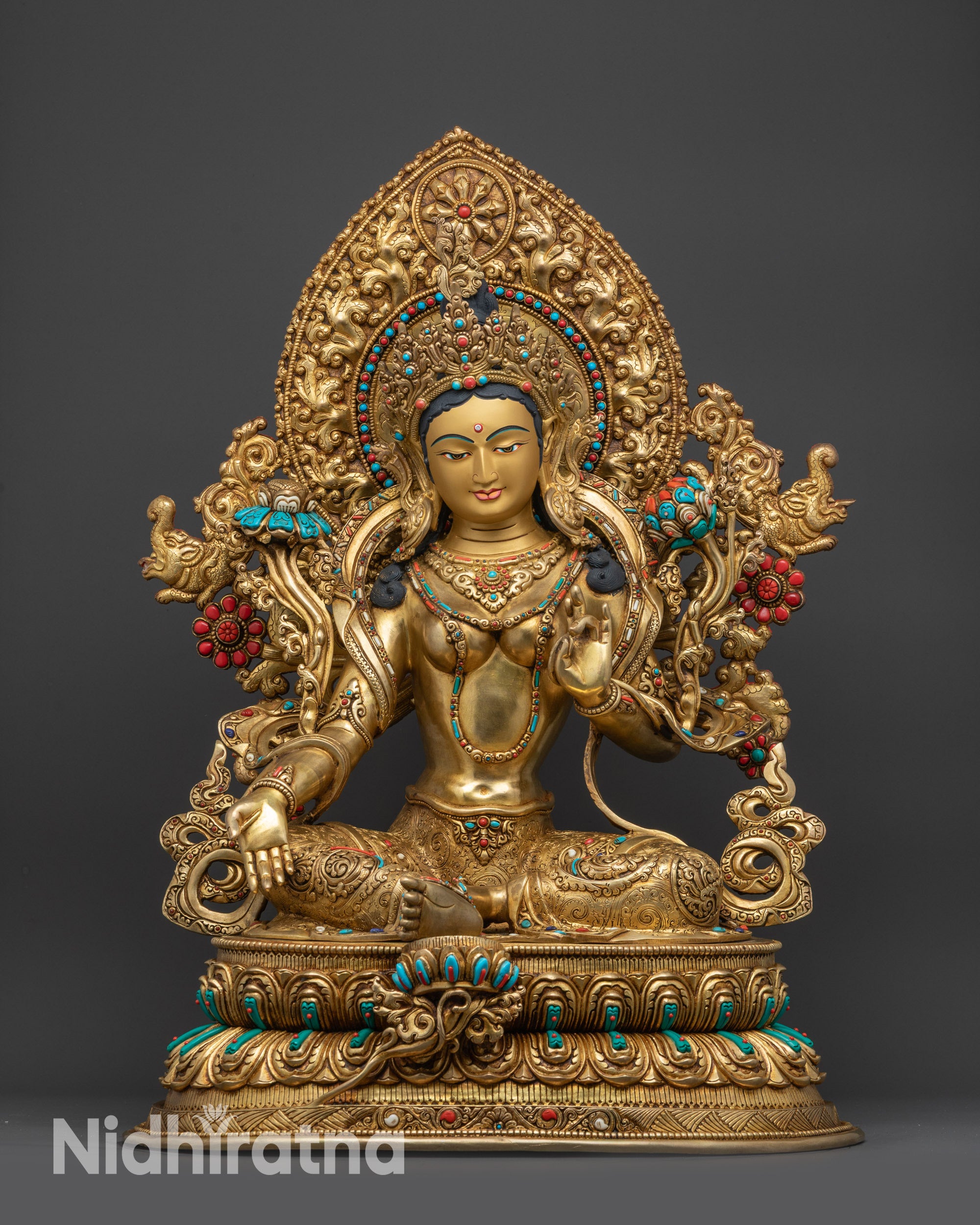 Premium Green Tara Sculpture | Buddhist Goddess of Swift Protection